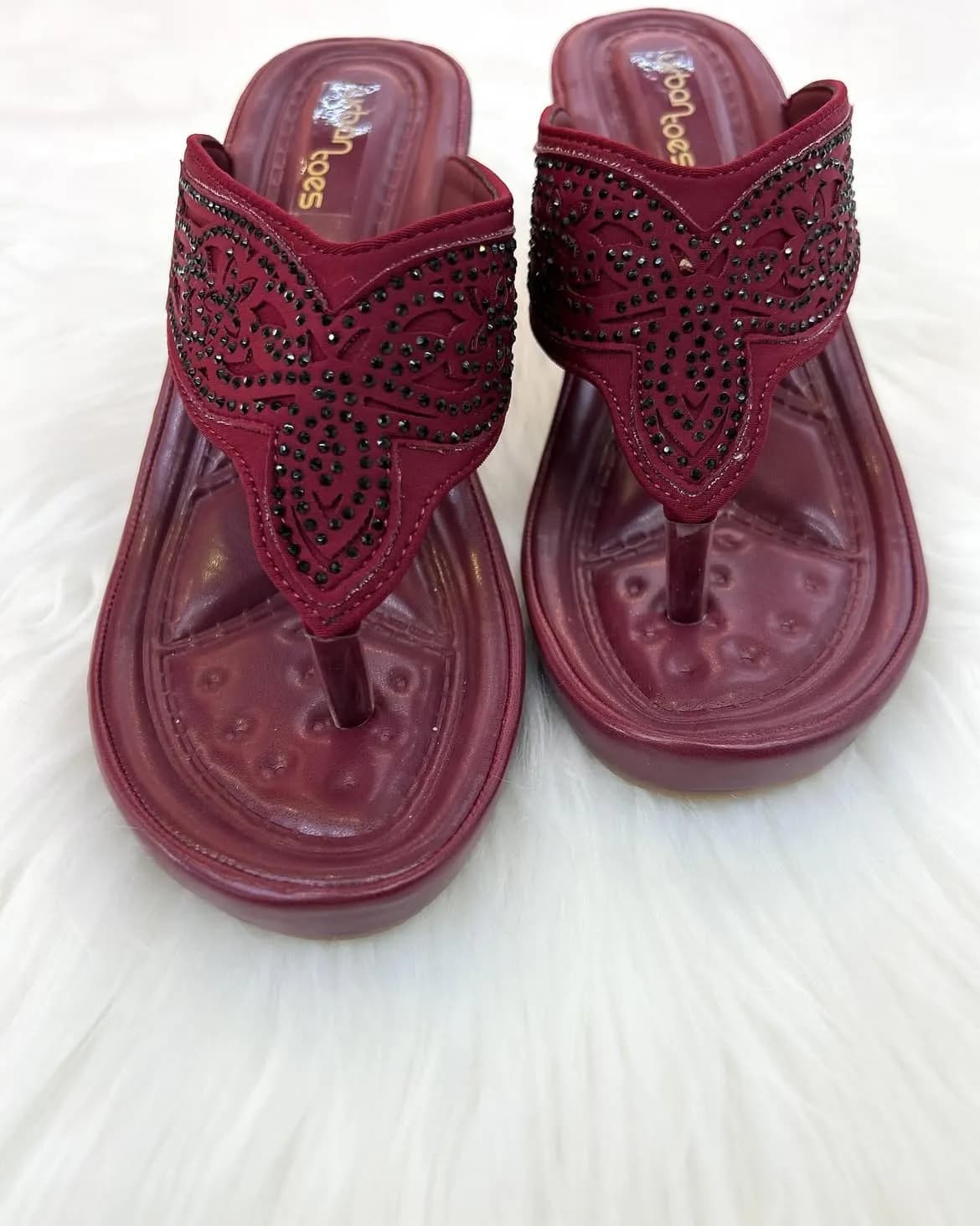 Edge Maroon Platform Slippers