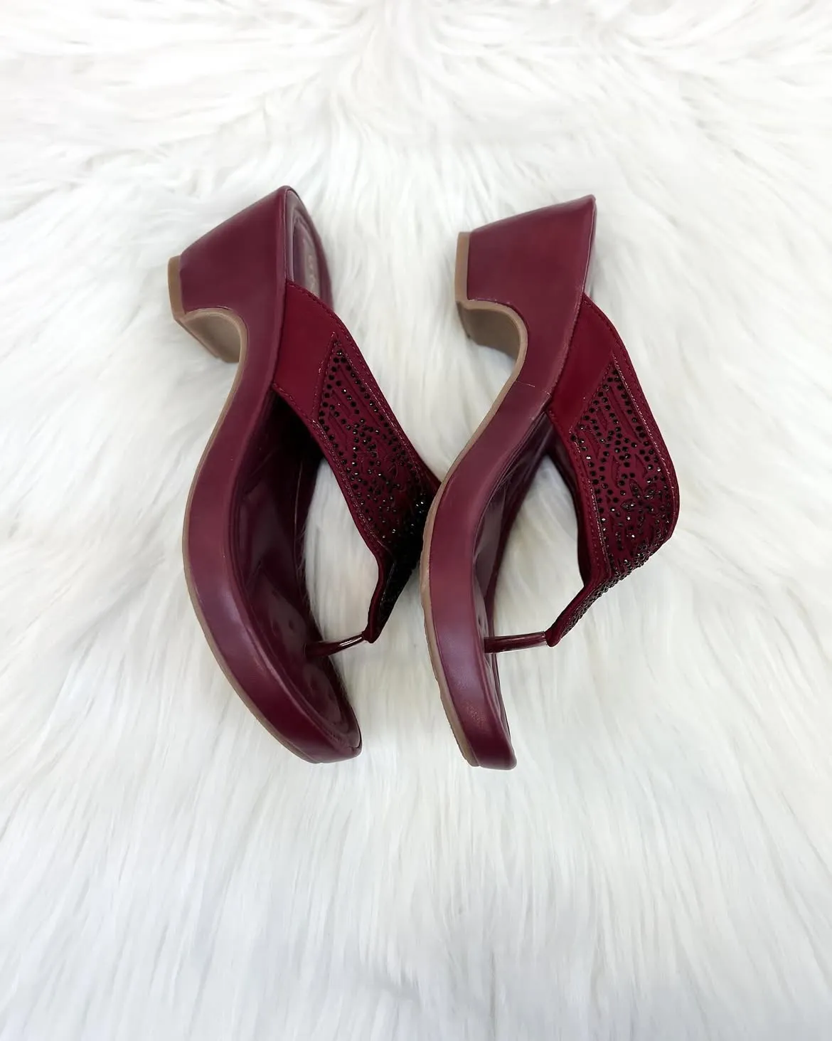 Edge Maroon Platform Slippers