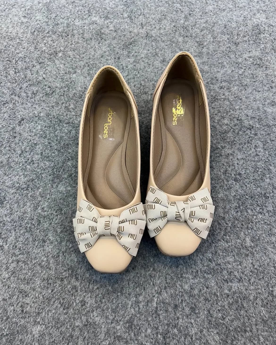 Grace Beige Wedges with Bow