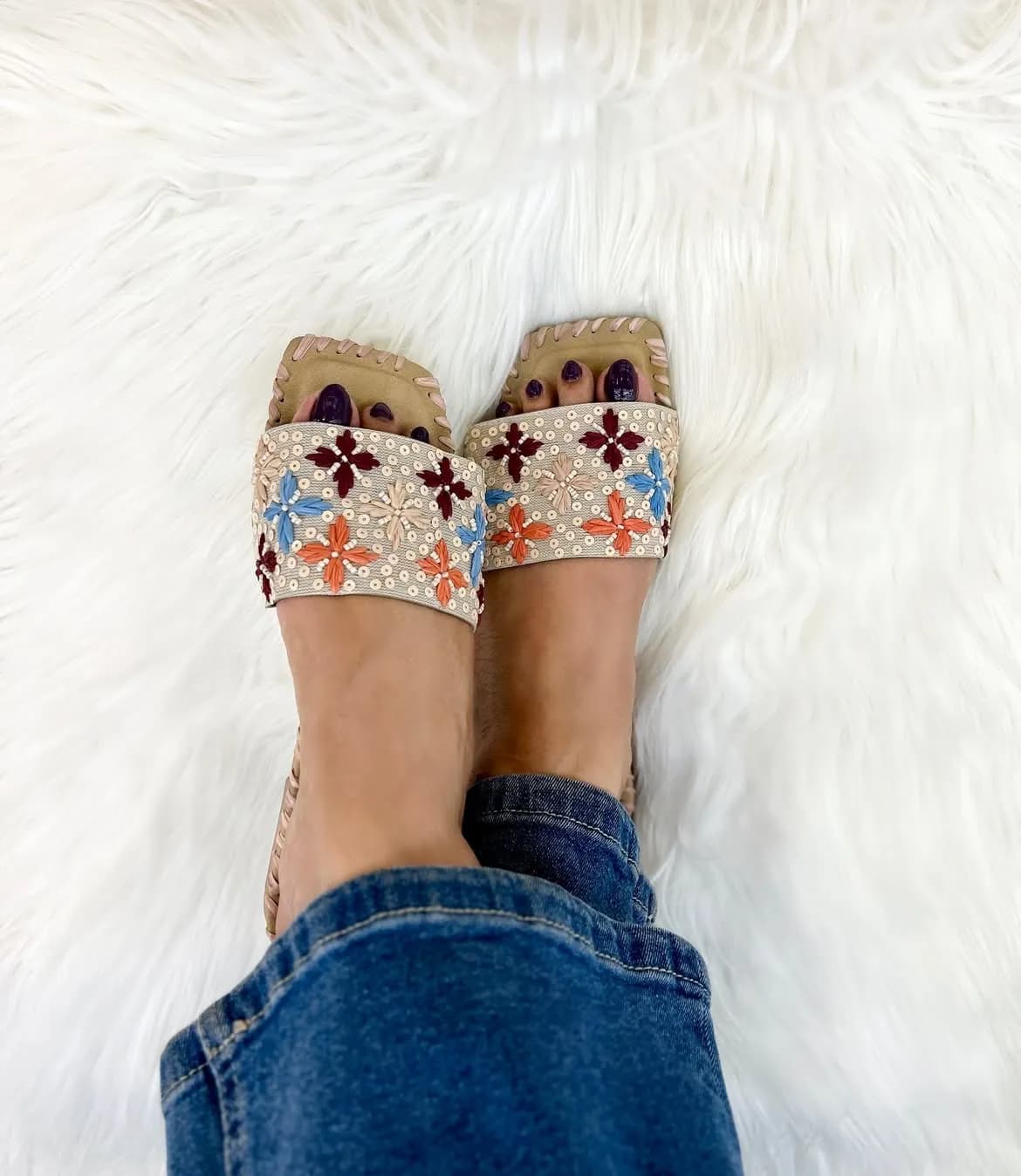 Marigold Embroidery Flats Slippers
