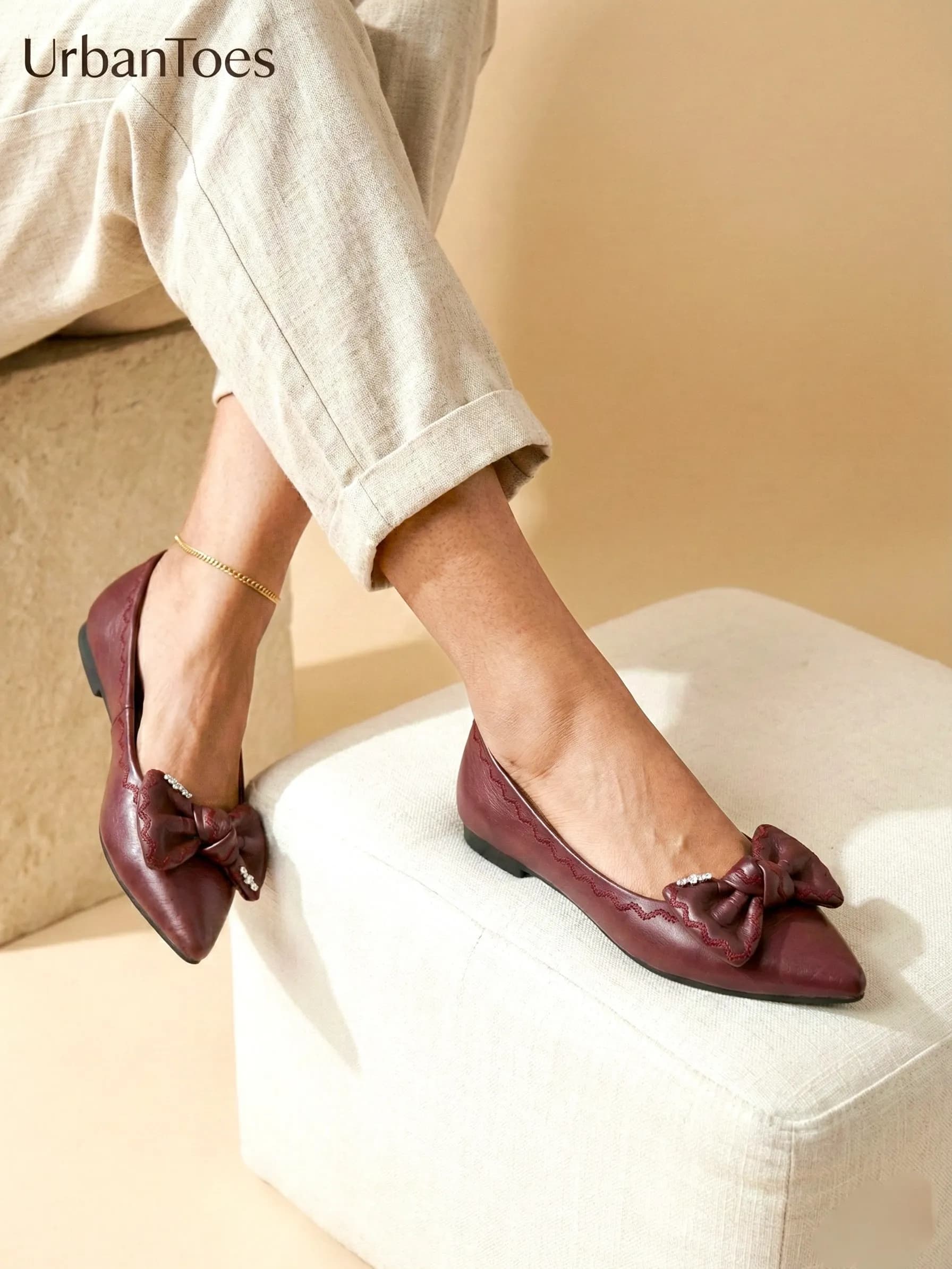UrbanToes Elise Bow Maroon Women Flats