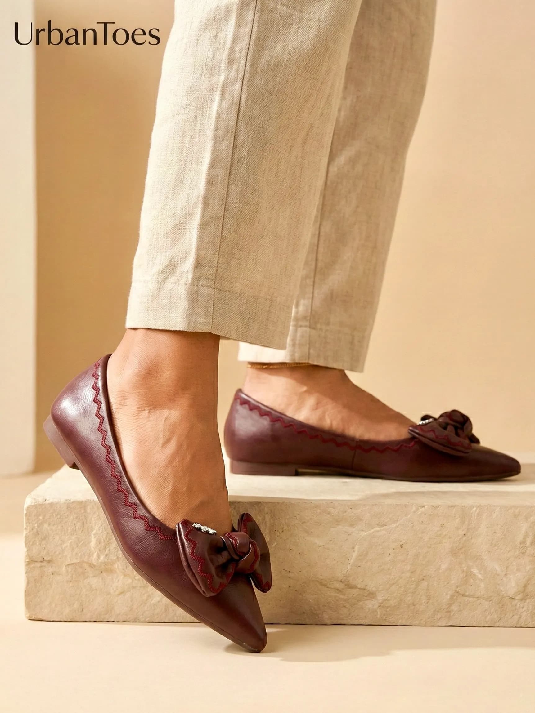 UrbanToes Elise Bow Maroon Women Flats