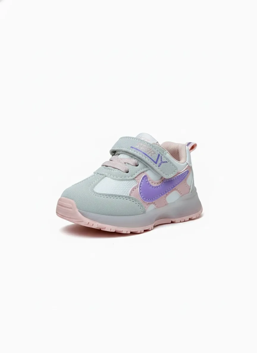 Urbantoes Kids Air Soft Runner Sneakers With Light– Pastel Purple & Pink