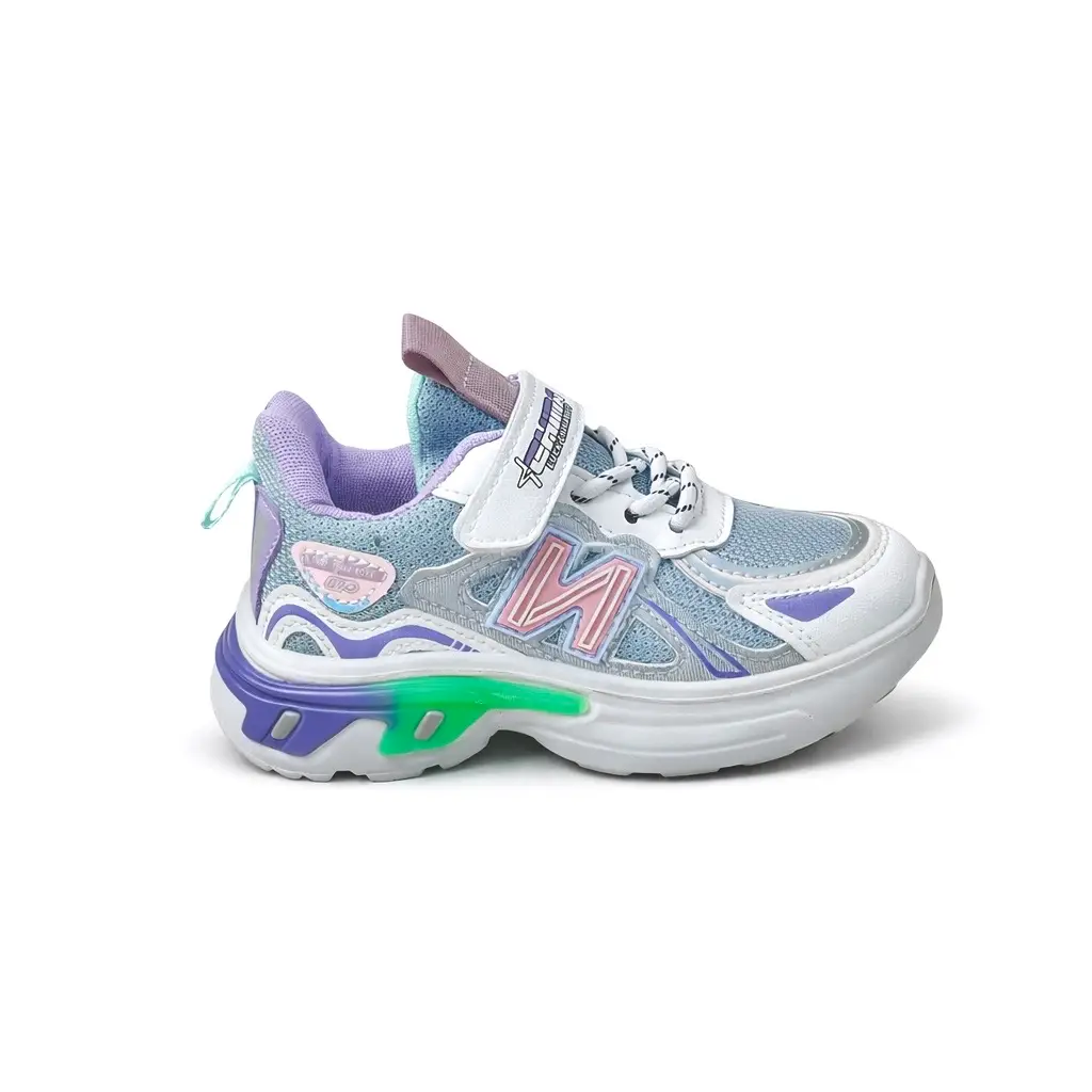 Girls Pastel Sports Shoes with Velcro & Lace – Daily Wear Chunky Sneakers