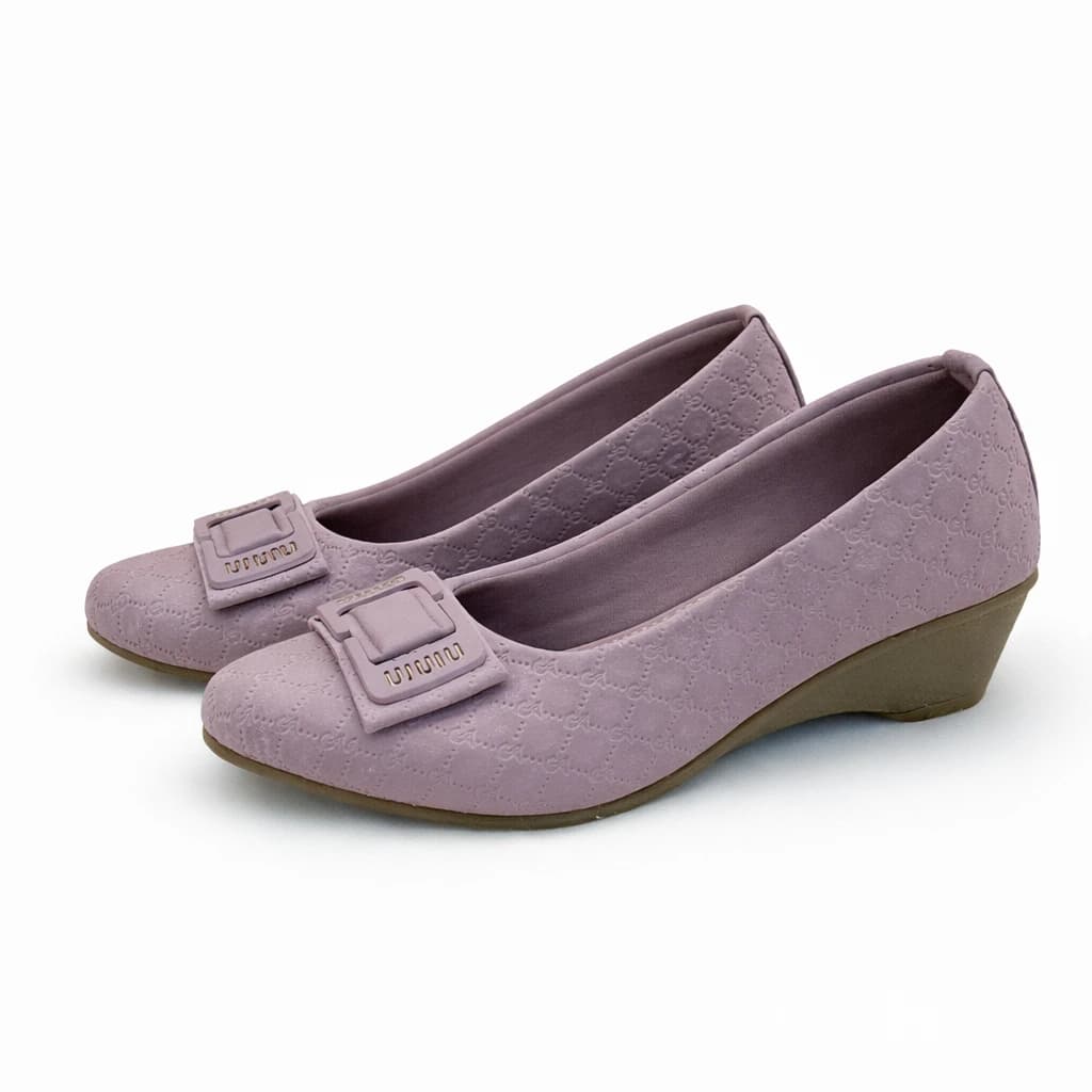 Classic womens pink formal low heel shoes with Buckle Detail – Comfortable Office Wear