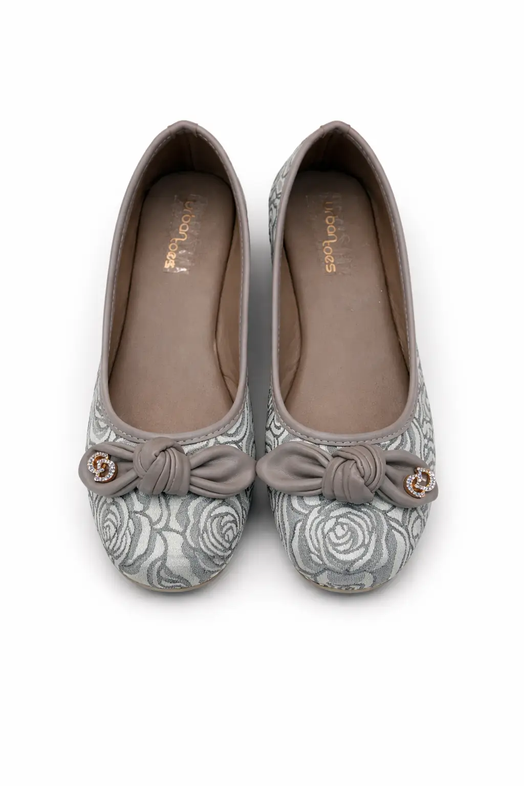 Grey Printed Ballerina Flats for Women – Everyday & Party Wear