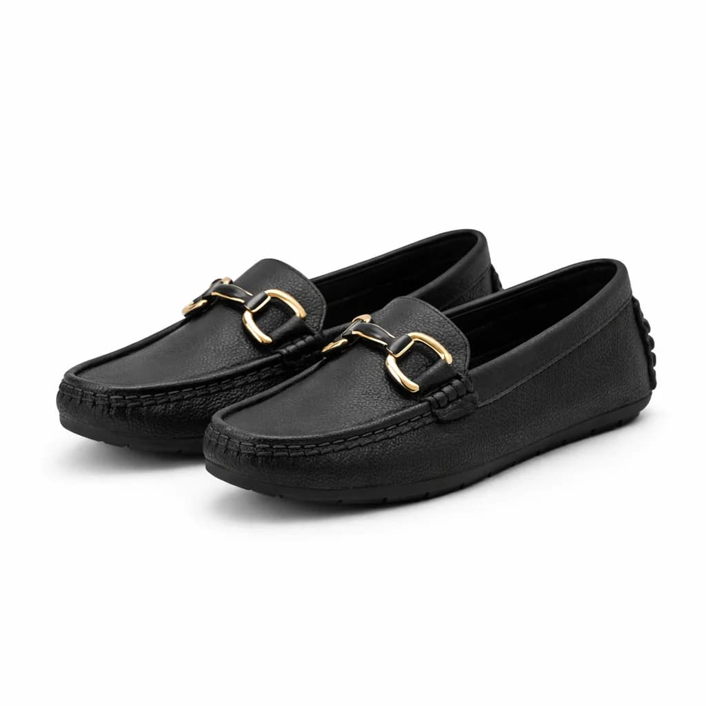 UrbanToes Women’s Black Cushioned Walking Flats