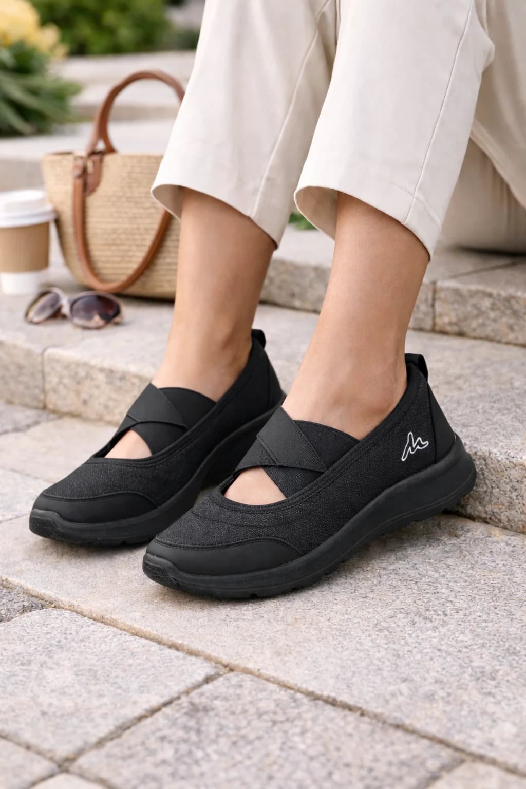 UrbanToes Women’s Black Slip On Walking Shoes