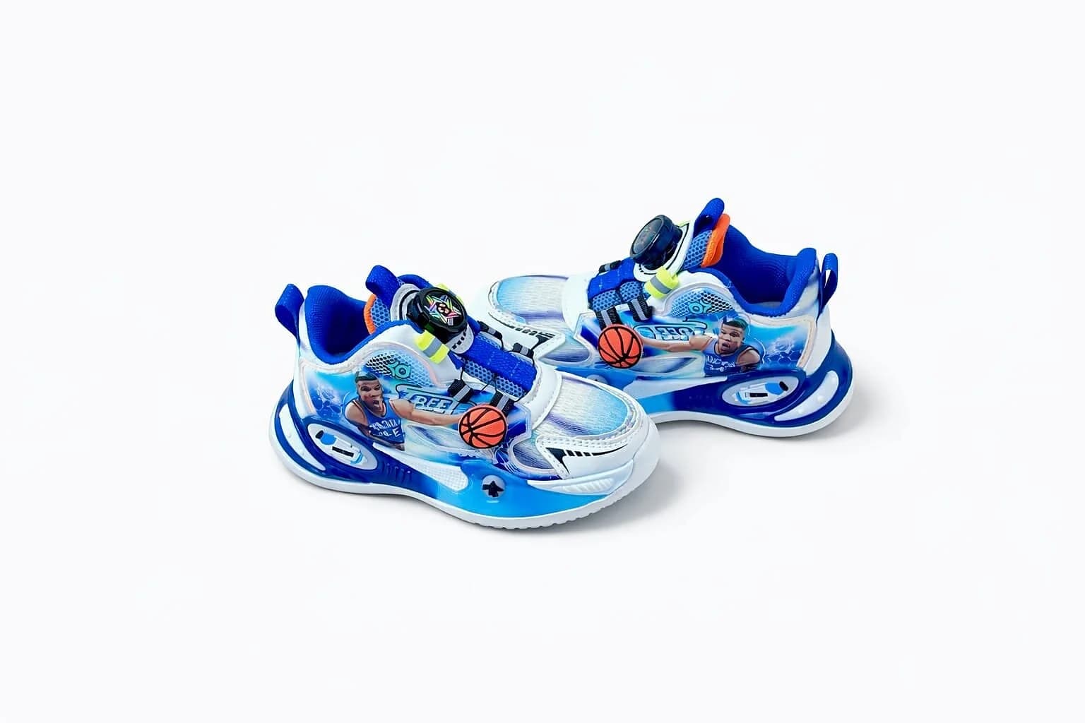Urbantoes Kids Blue Basketball Style Sports Shoes with Graphic Design – Lightweight Running & Play Sneakers