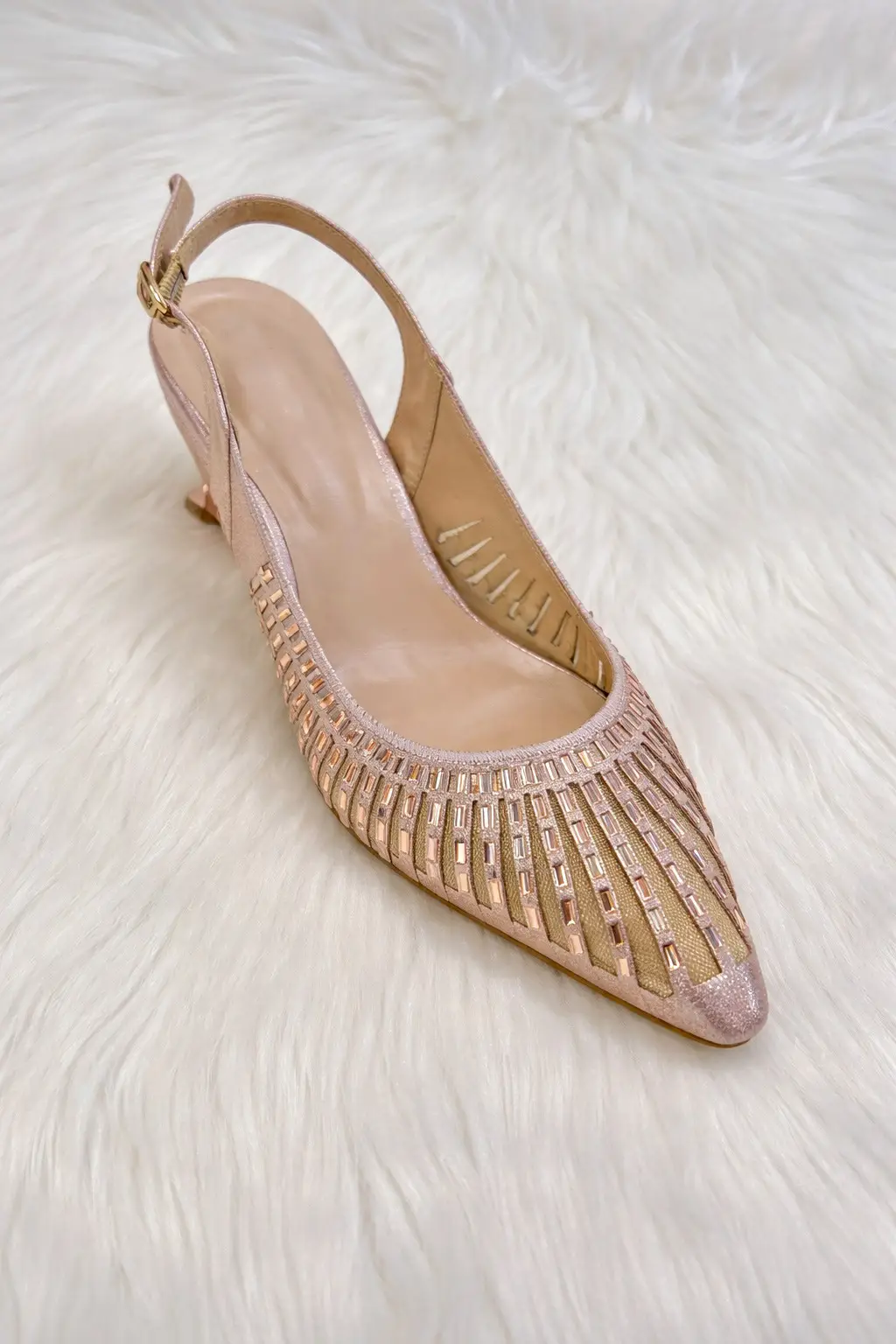 Rose Gold Party Wear Slingback Heels for Women