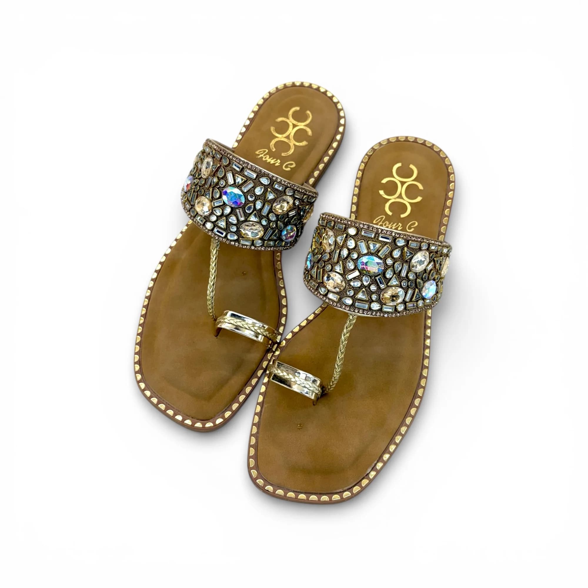 Women’s Cushioned Kolhapuri Flats – Embellished Walking Flats for Daily &amp; Festive Wear