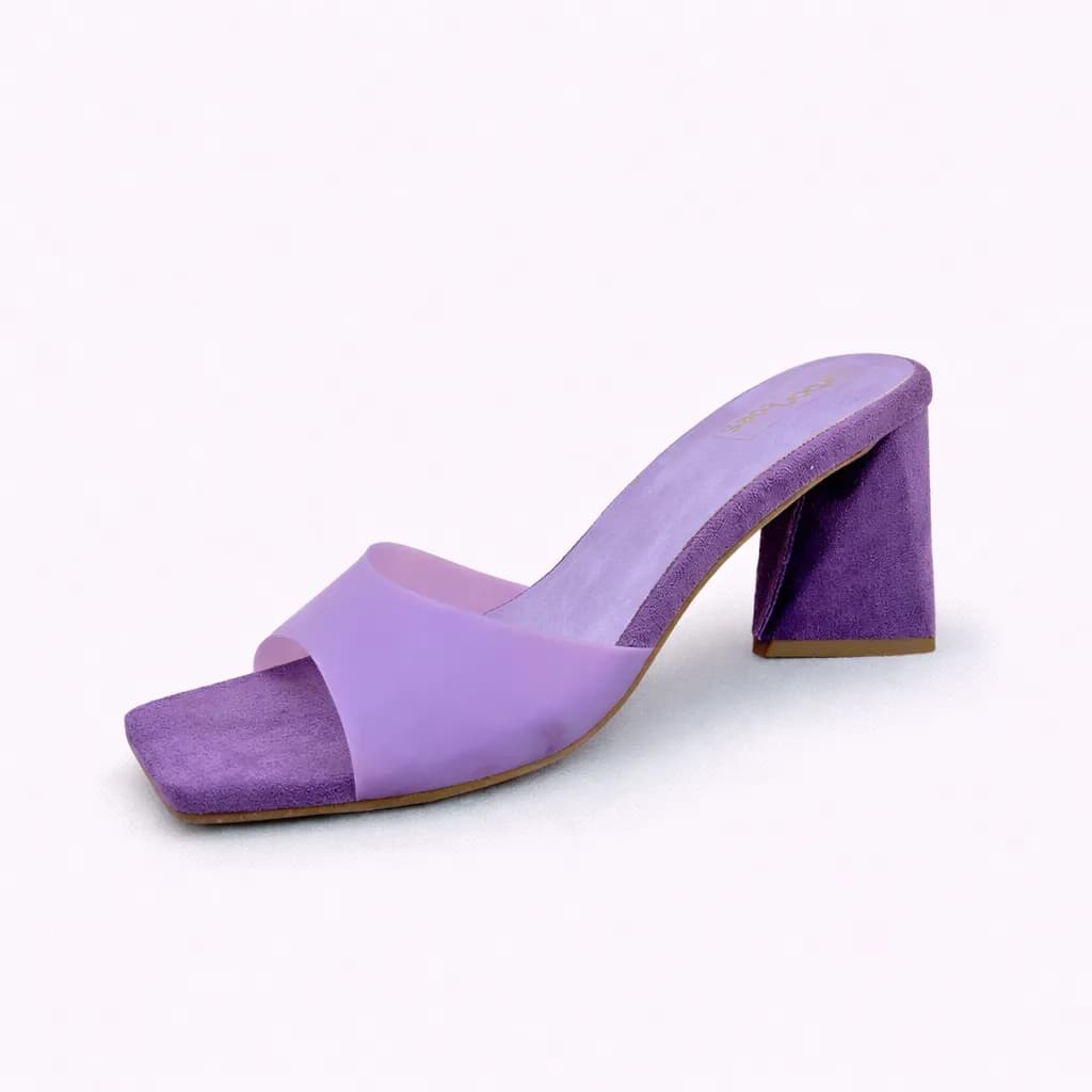 UrbanToes Women’s Purple Block Heel Mule Sandals