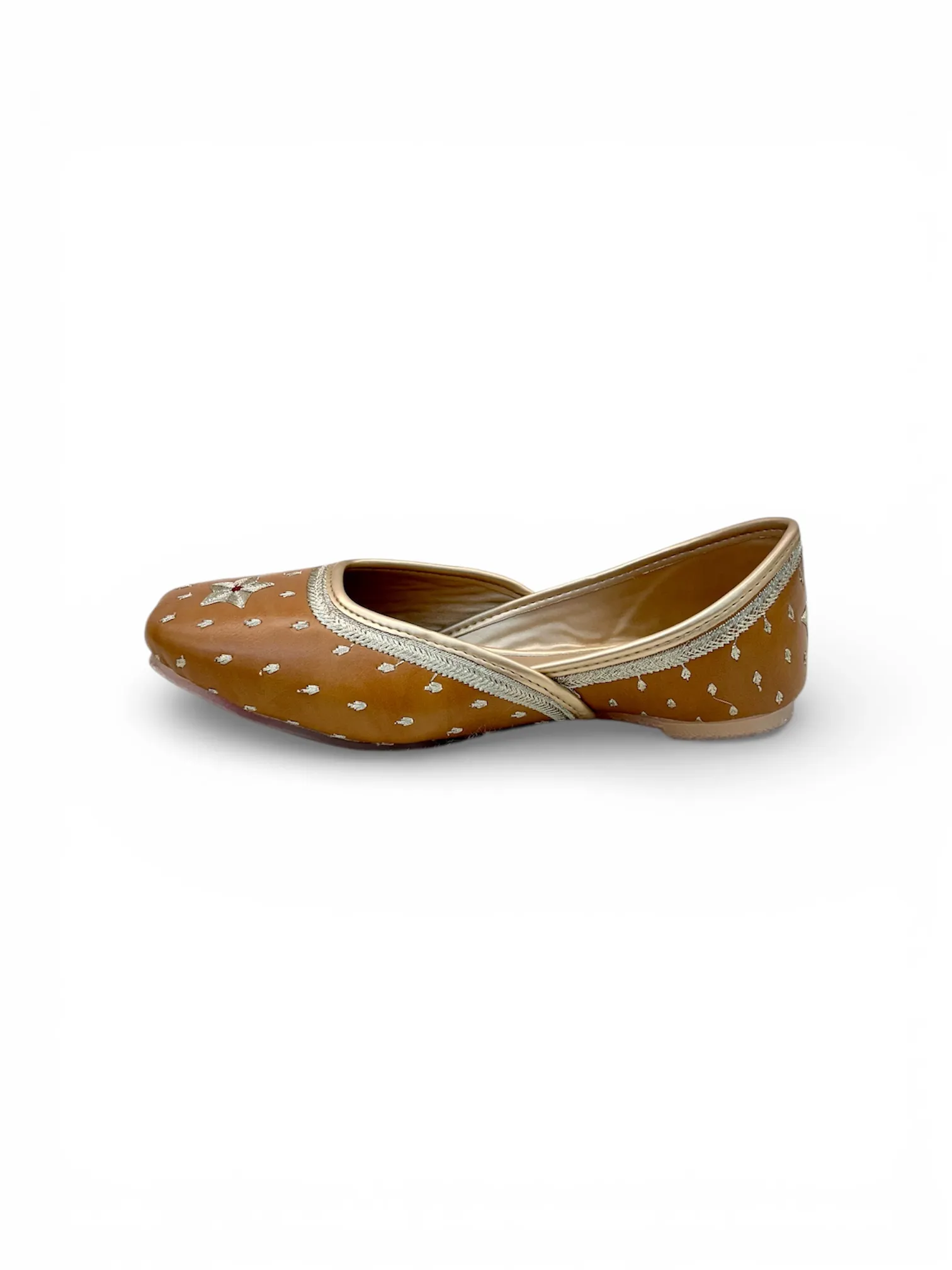 Women’s Brown Handcrafted Punjabi Jutti with Silver Motifs