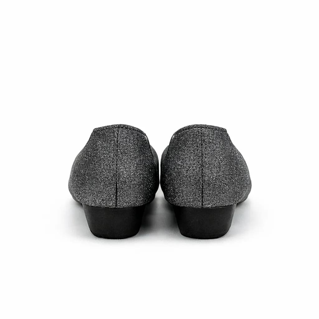 Women’s Grey Textured Ballerina Wedges with Cushioned Sole