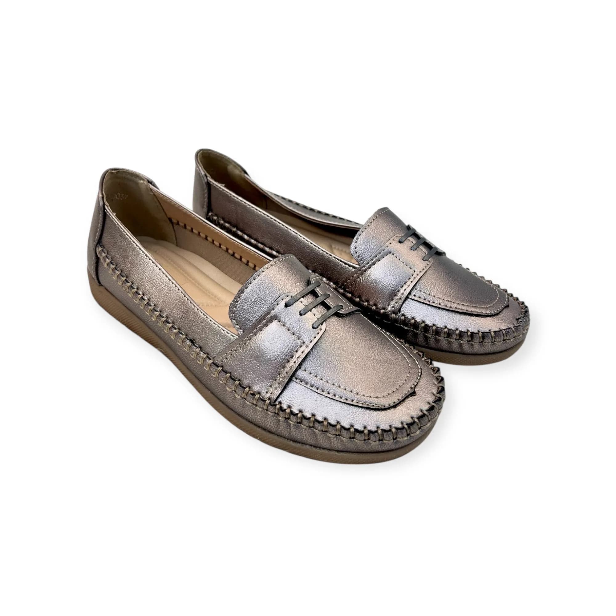 UrbanToes Women’s Metallic Grey Comfort Walking Flats
