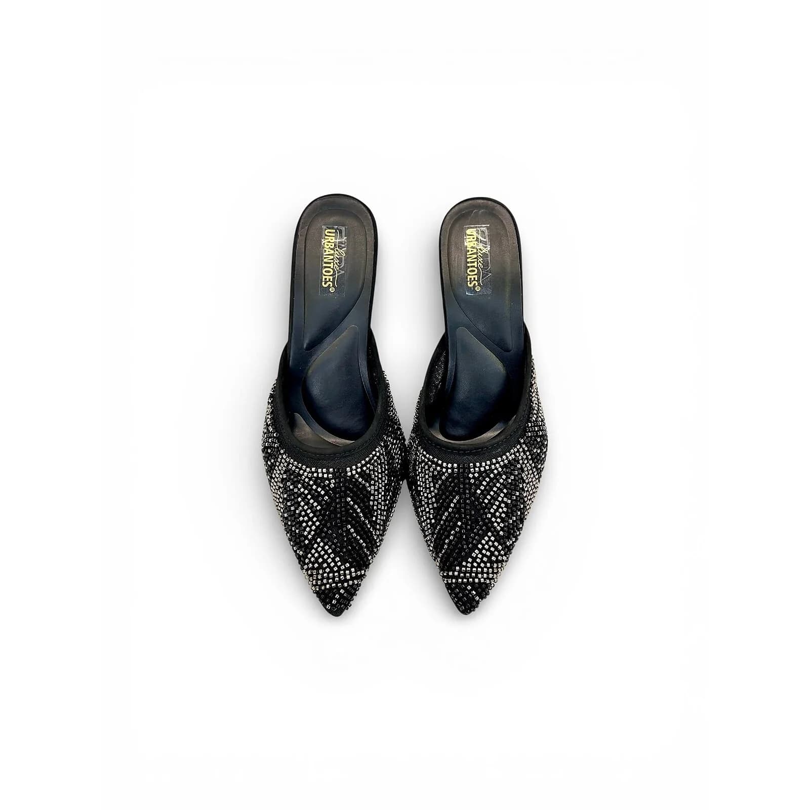 Women’s Black Embellished Mule Heels – Elegant Slip-On