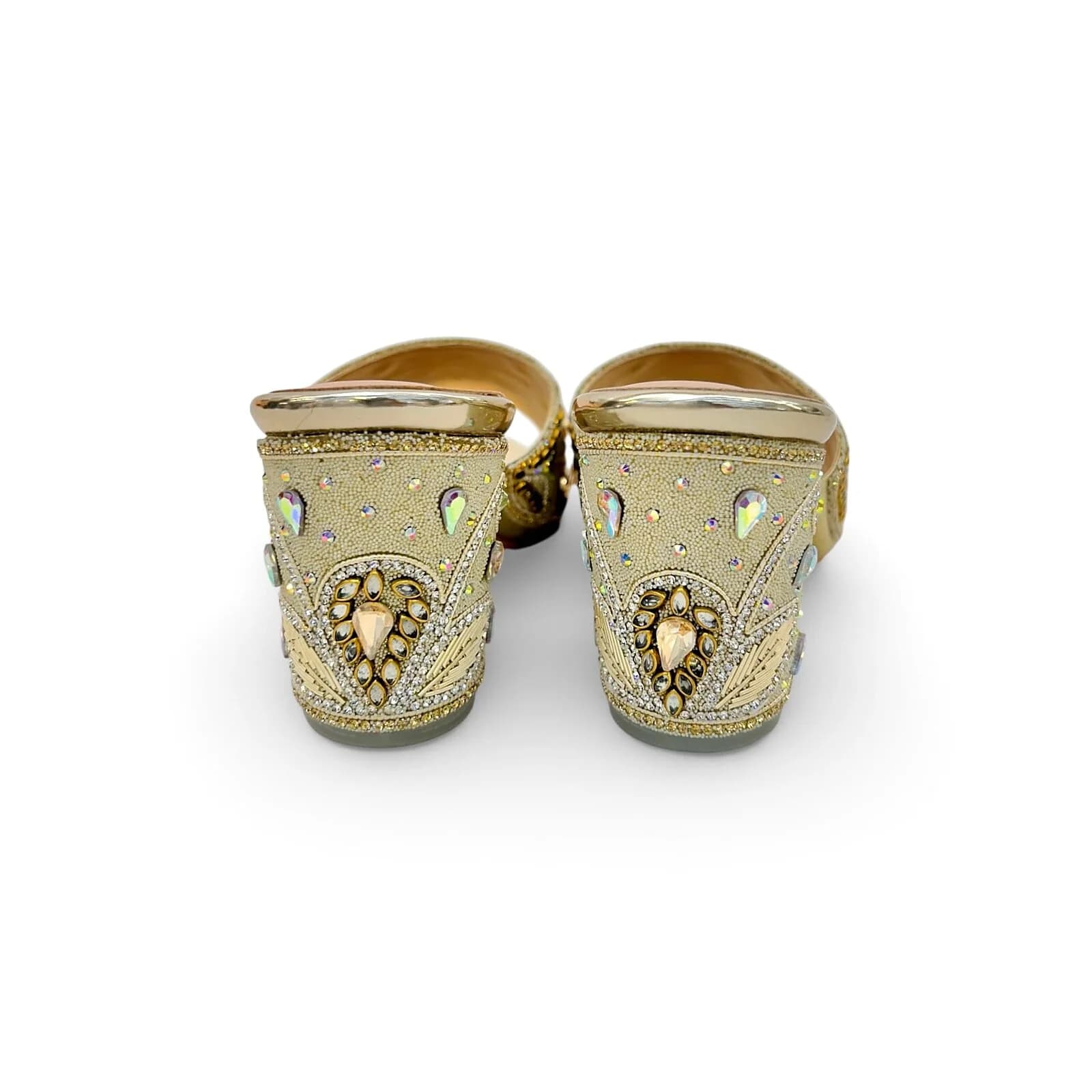 Women’s Gold Embellished Block Heel Mules – Festive & Wedding Party Wear Sandals