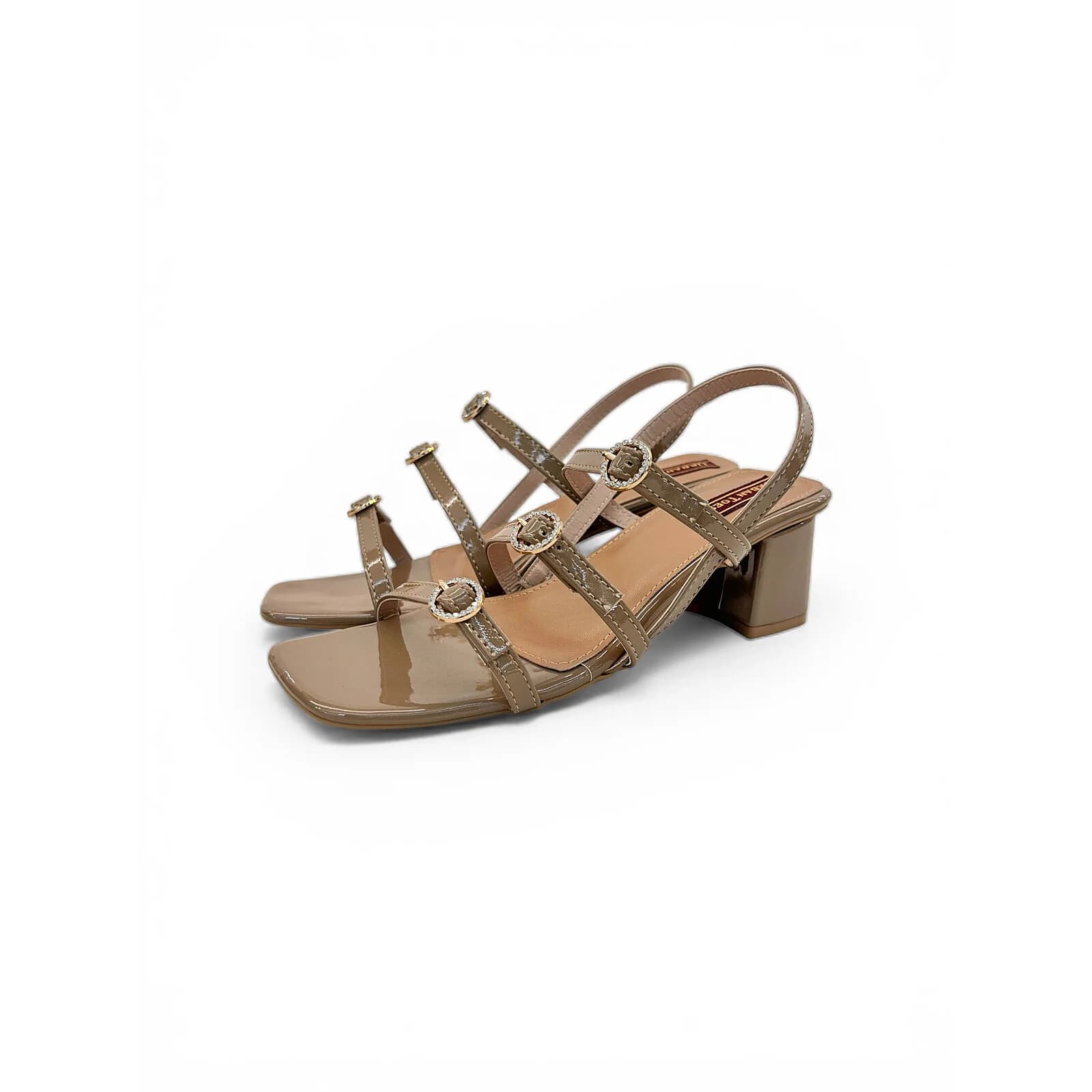 Tan Block Heel Sandals for Women – Elegant Strappy Mid Heel