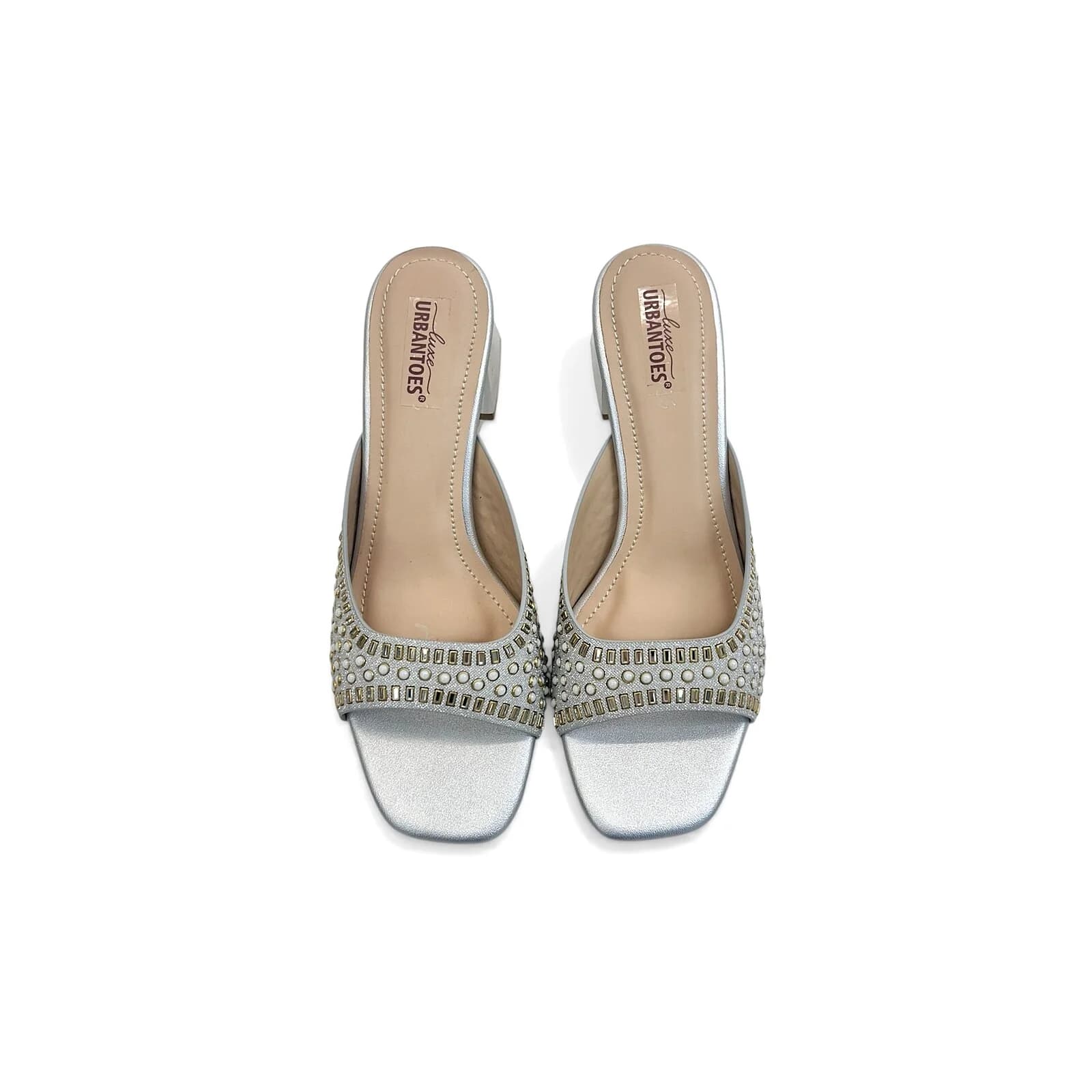 Silver Embellished Block Heel Sandals for Women – Urbantoes