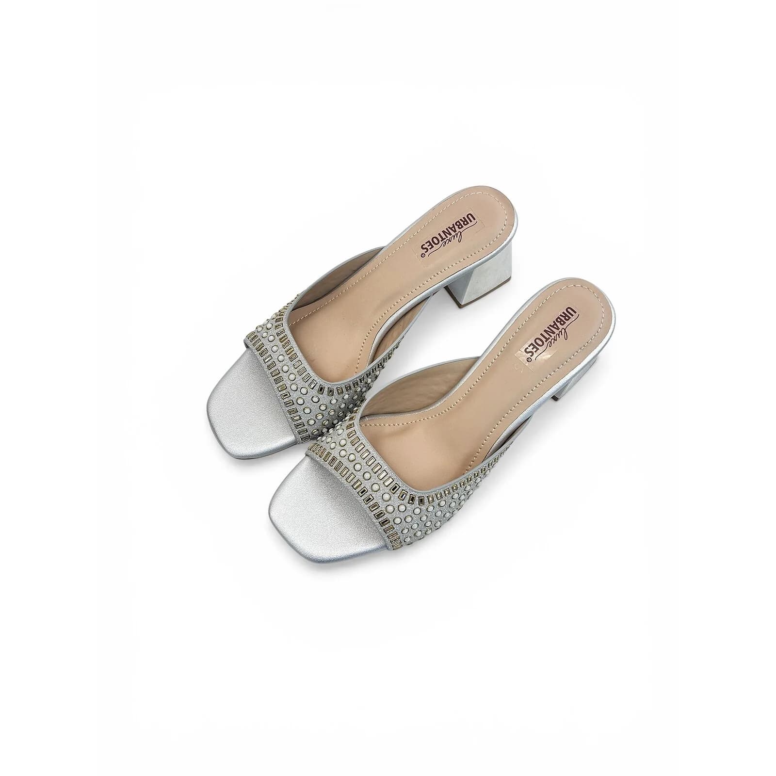 Silver Embellished Block Heel Sandals for Women – Urbantoes