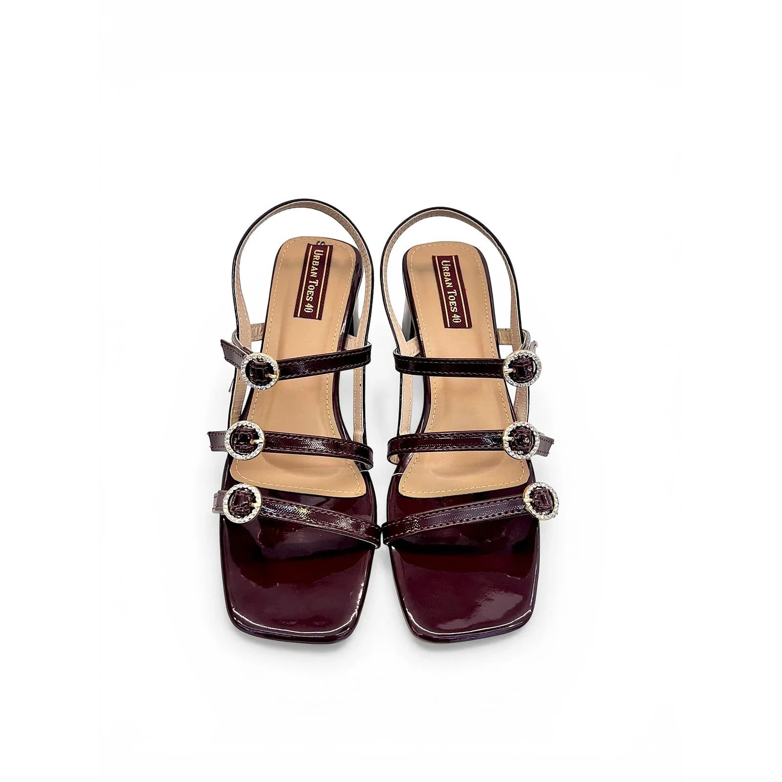 Cherry Block Heel Sandals for Women – Elegant Strappy Mid Heel