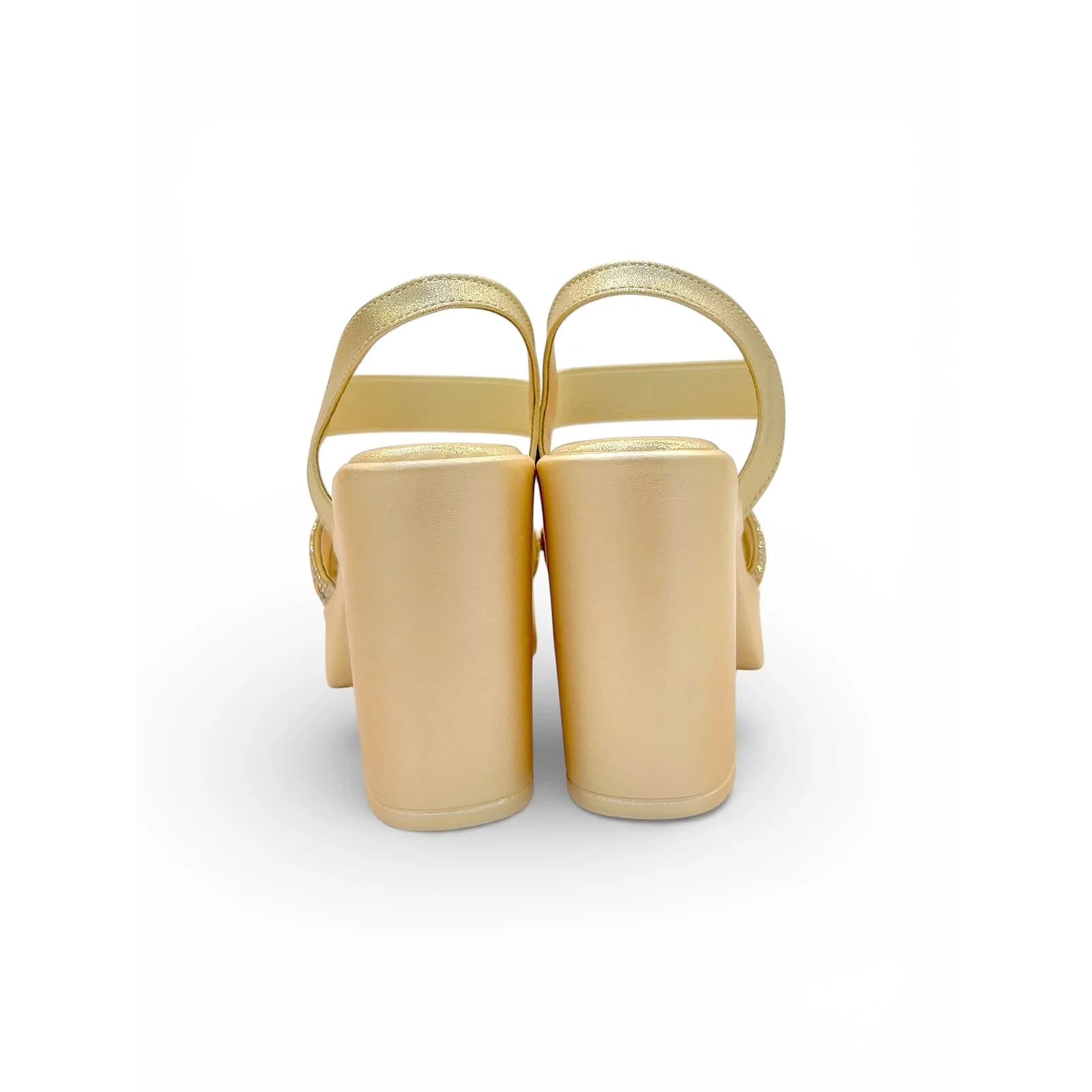 Gold Platform Heels for Women – Embellished Strap Block Heel Sandals