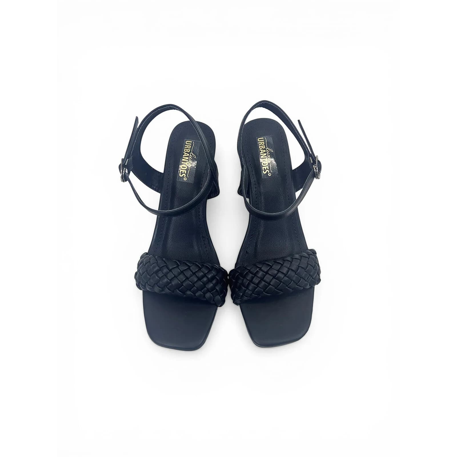 Black Woven Block Heel Sandals for Women – Urbantoes India
