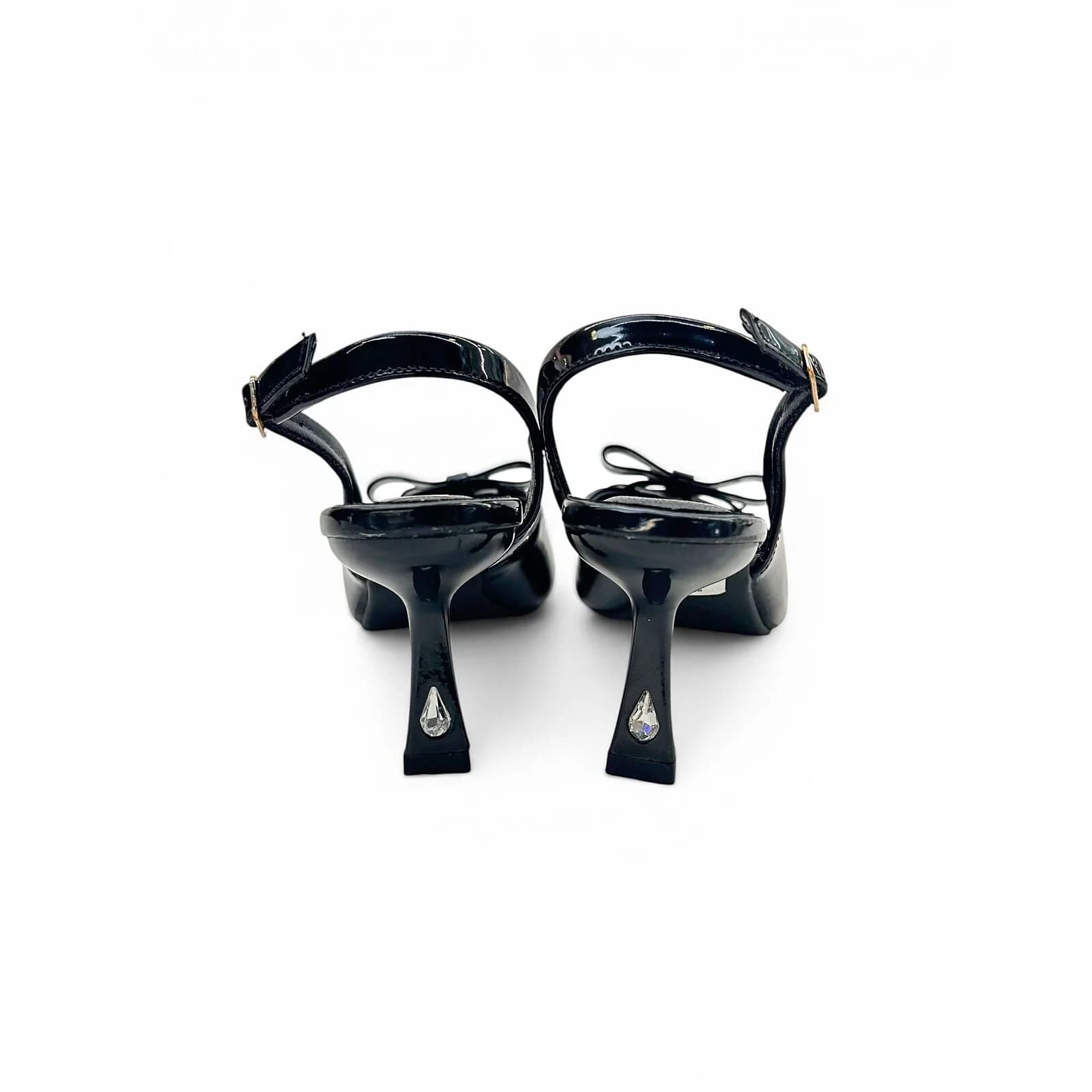Black Patent Slingback Kitten Heels with Bow – Urbantoes India