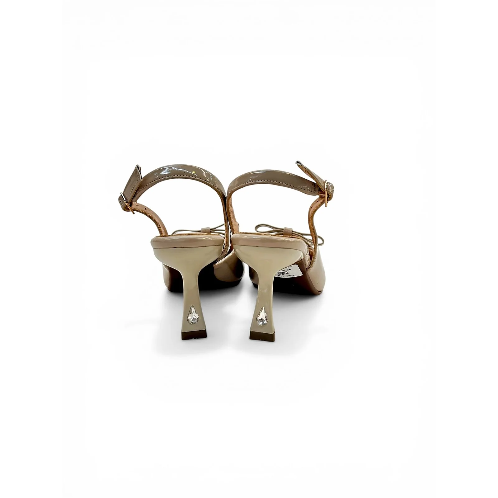 Beige Patent Slingback Kitten Heels with Bow – Urbantoes India