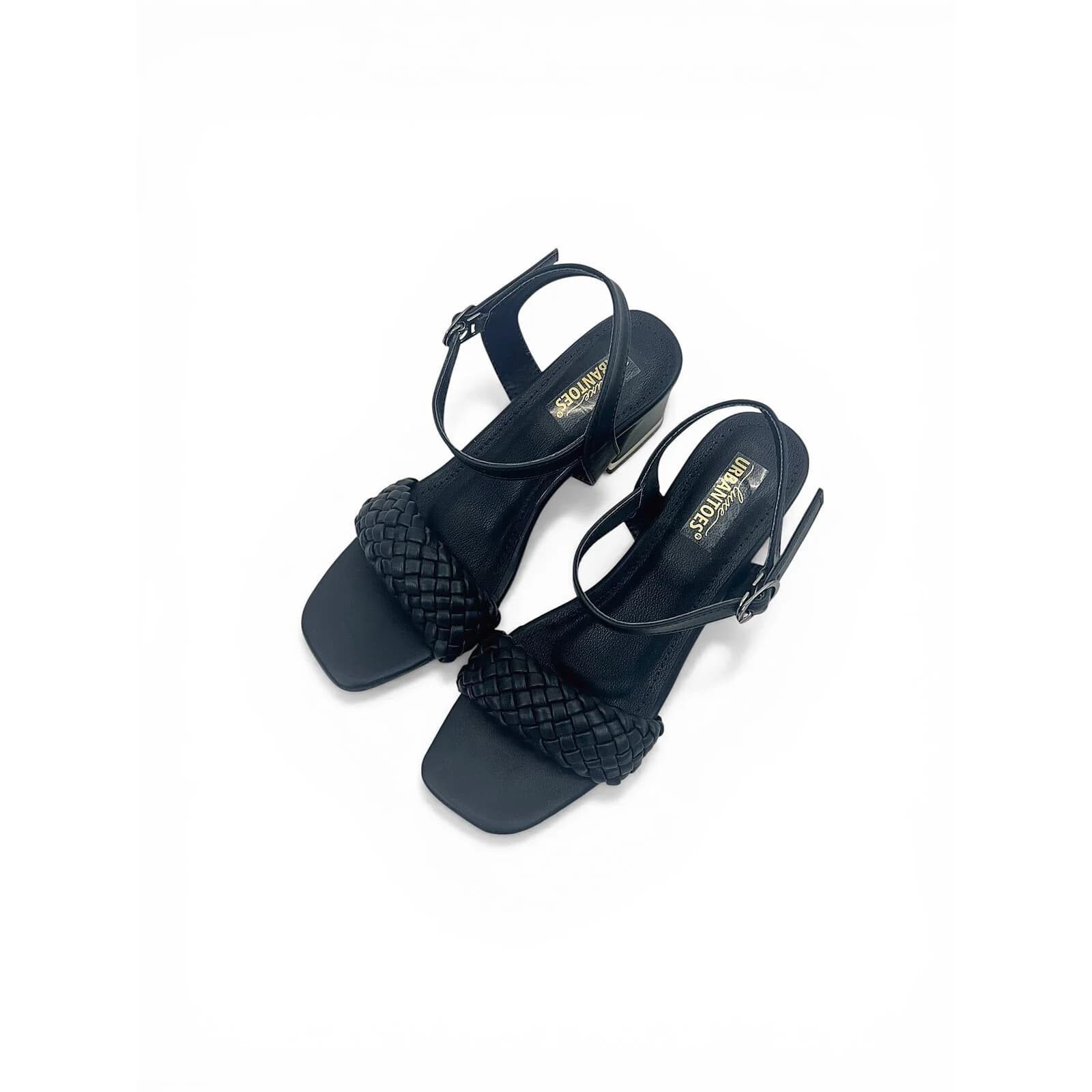 Black Woven Block Heel Sandals for Women – Urbantoes India