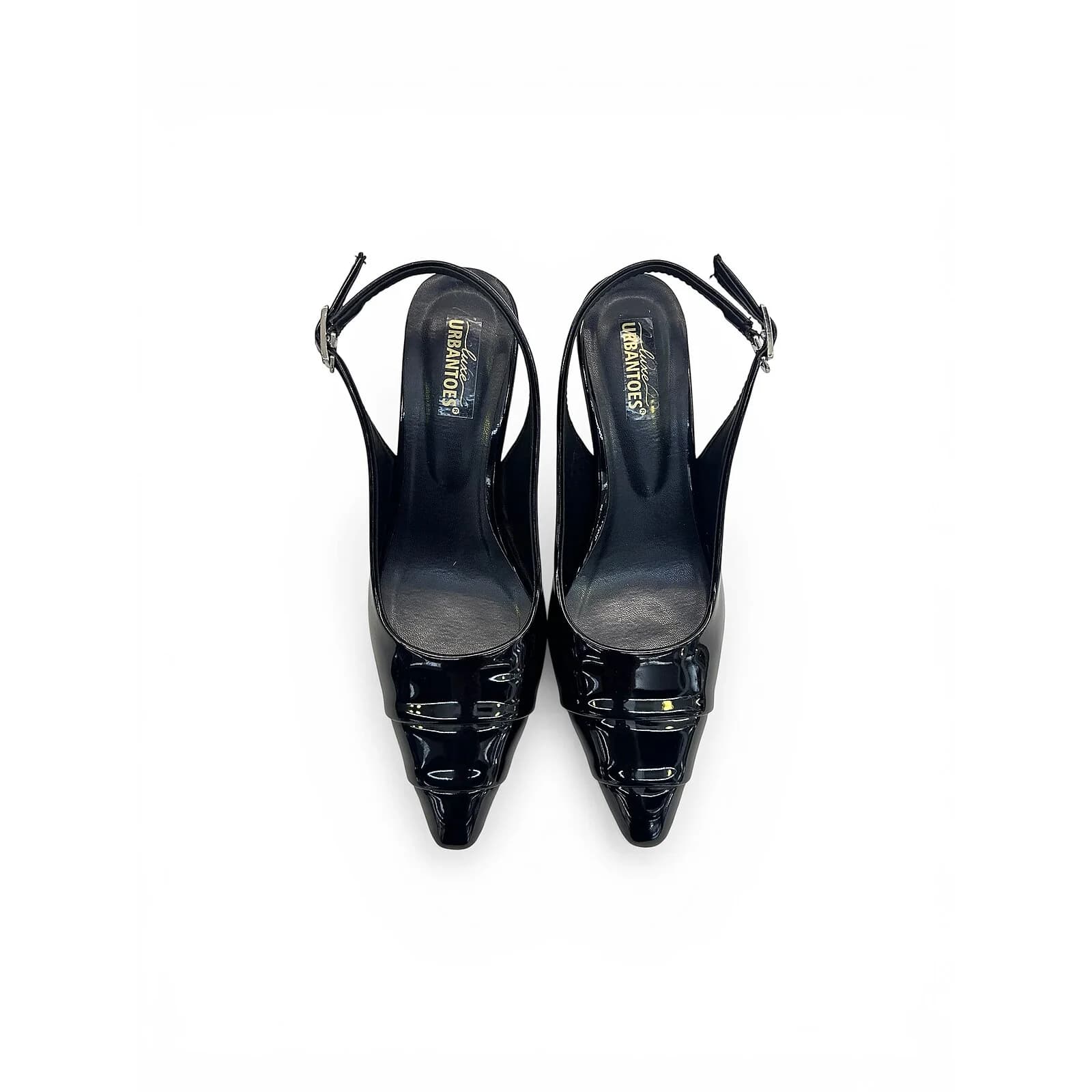 Black Patent Slingback Kitten Heels for Women – Urbantoes India