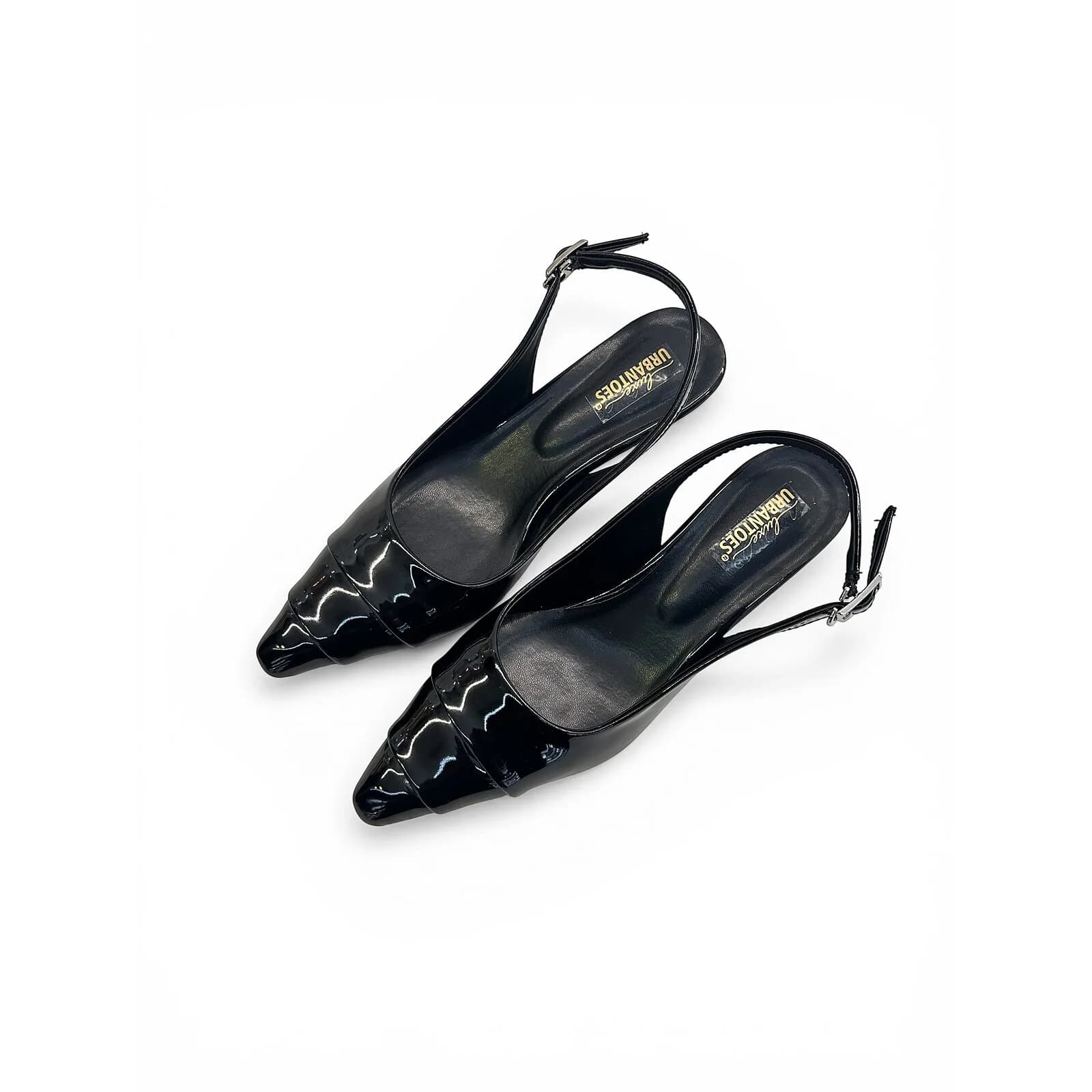Black Patent Slingback Kitten Heels for Women – Urbantoes India