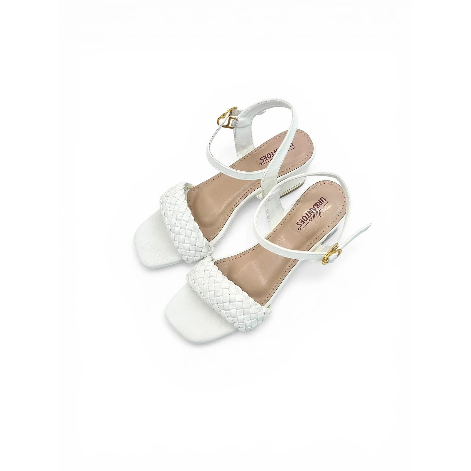 White Woven Block Heel Sandals for Women – Urbantoes India