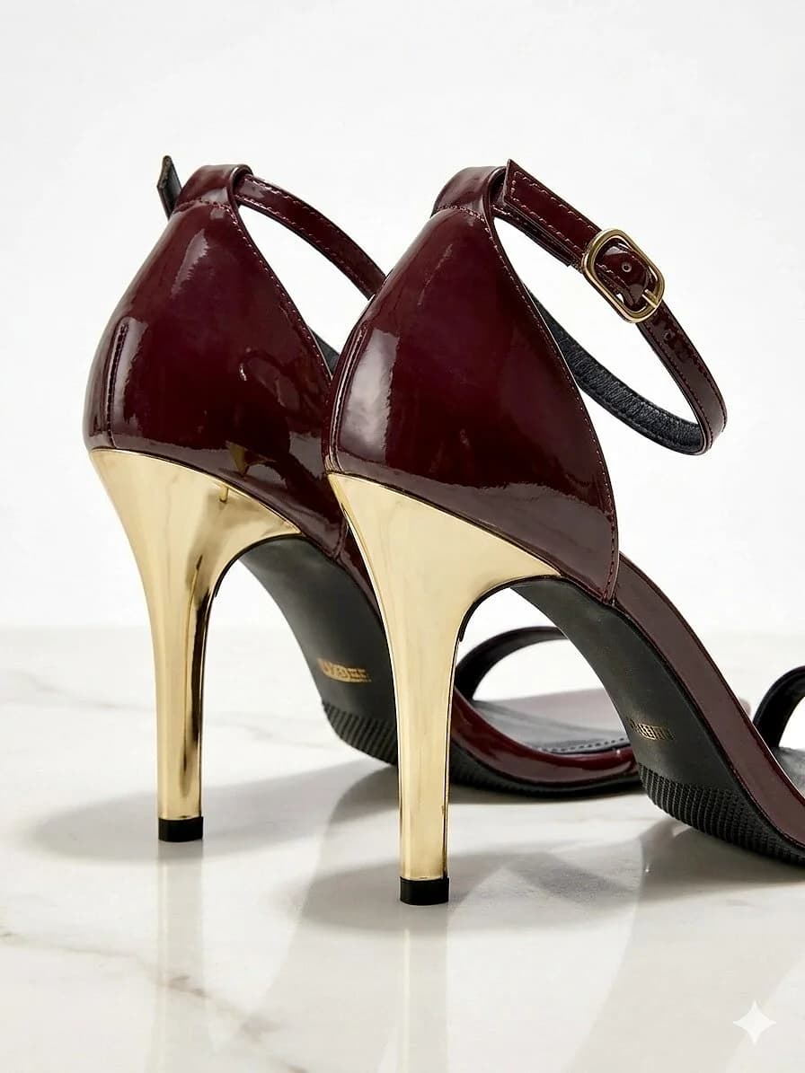 Wine Leather Ankle Strap Stiletto Sandals for Women – Urbantoes India