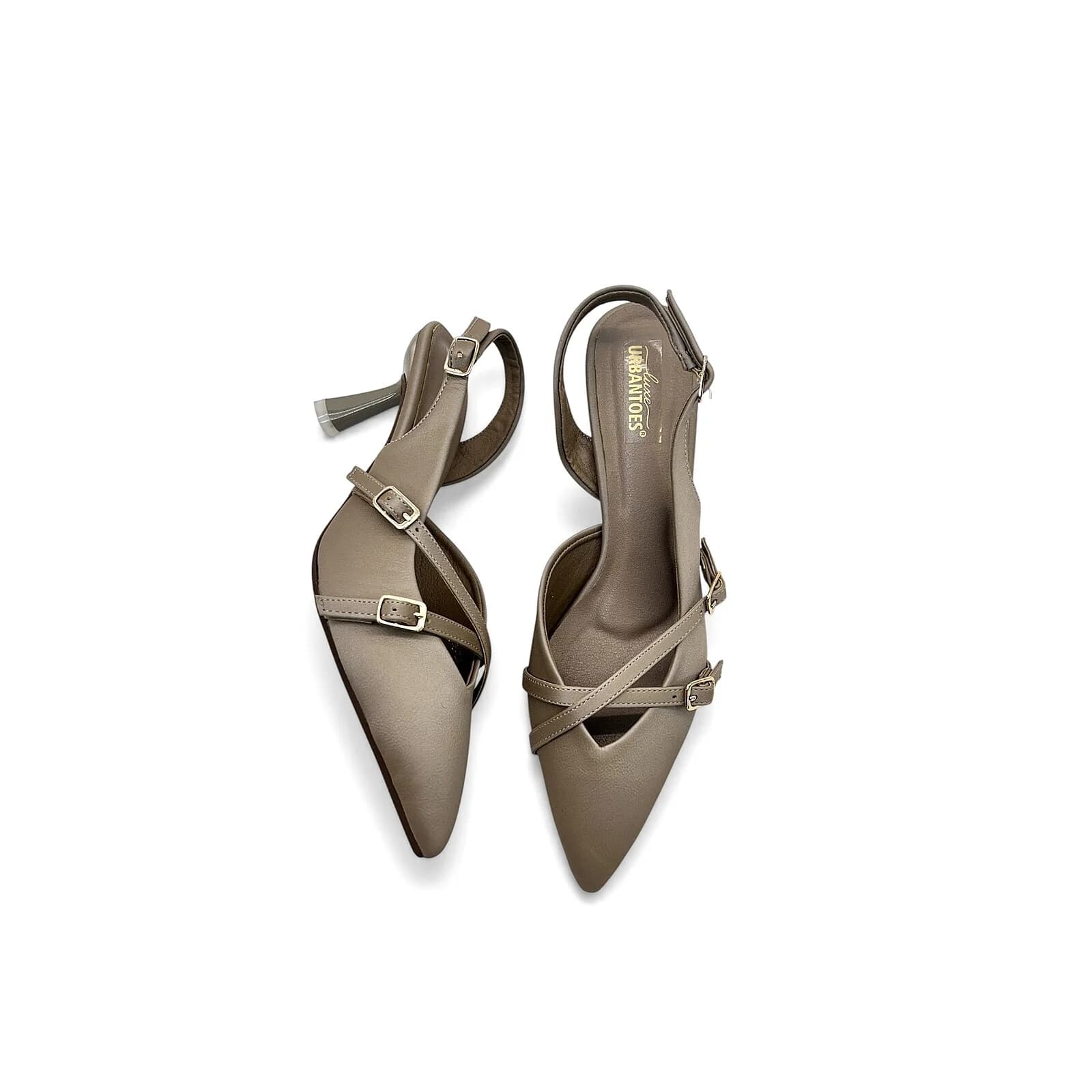 Beige Pointed Toe Slingback Kitten Heels for Women โ Urbantoes India