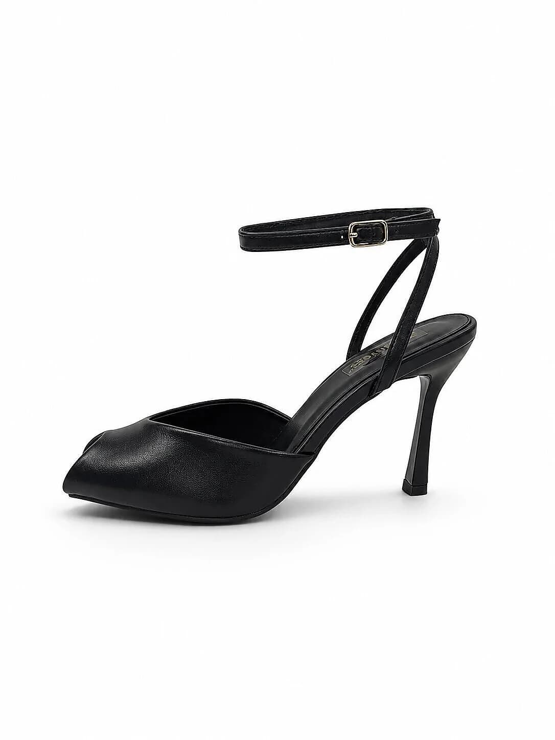 Black Peep Toe Heels for Women with Ankle Strap | UrbanToes