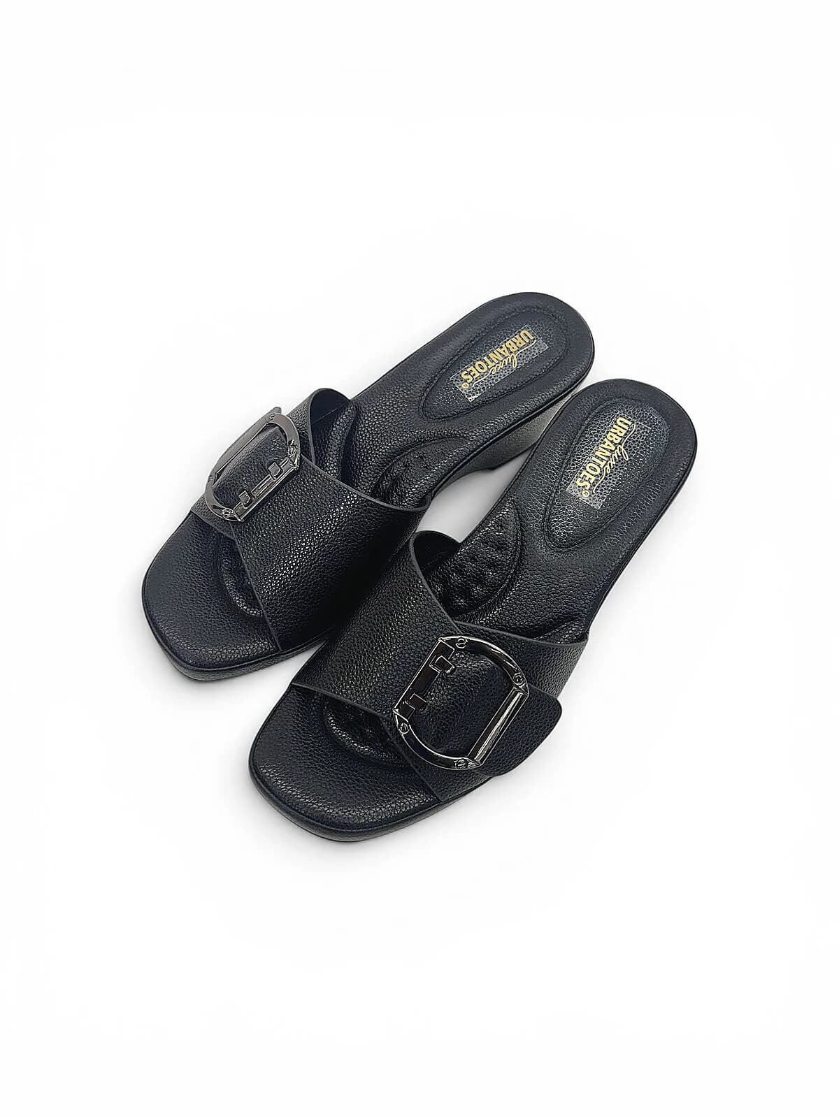 Black Wedge Sandals for Women Daily Wear with Buckle | UrbanToes