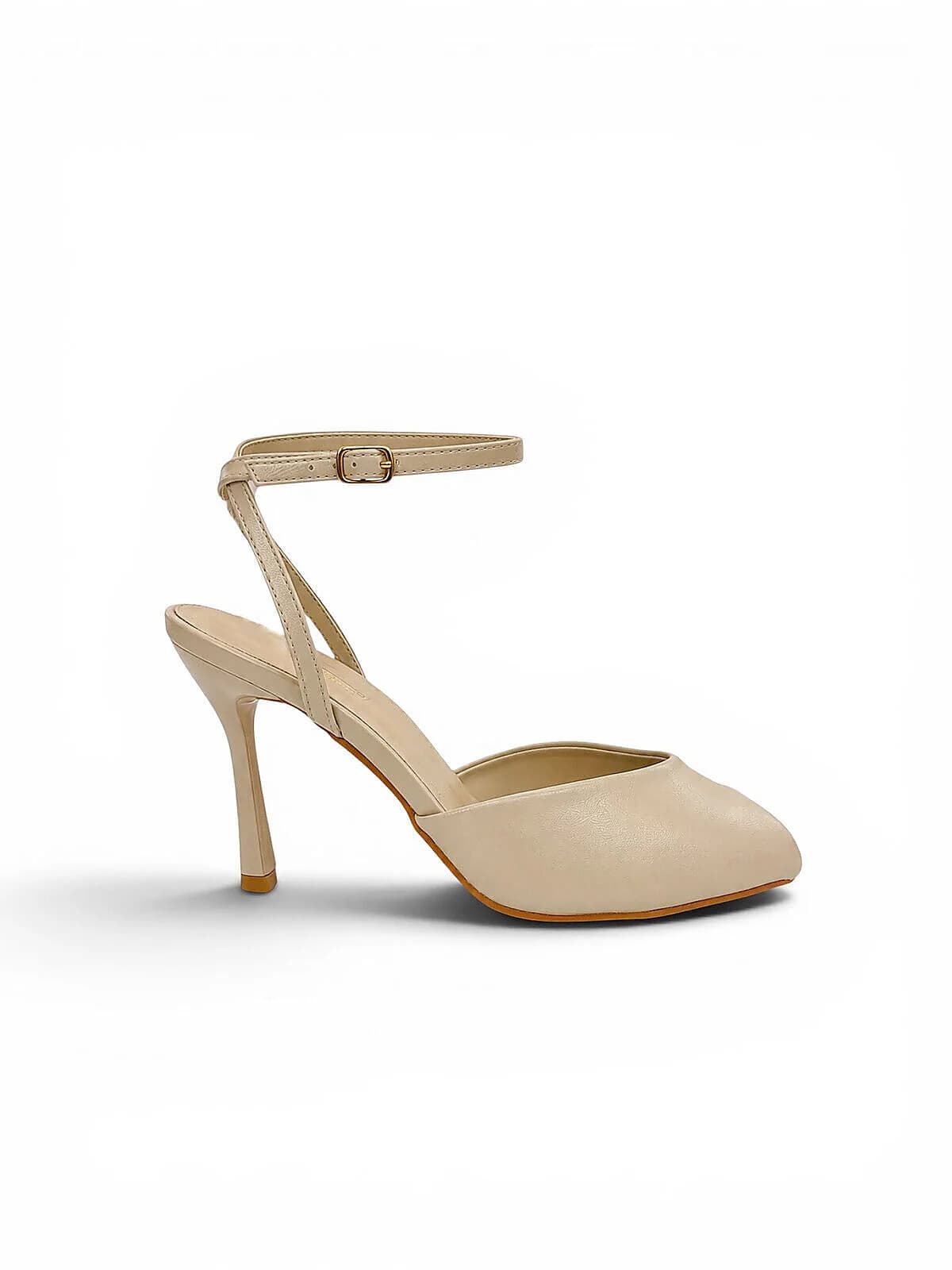 Cream Peep Toe Heels for Women with Ankle Strap | UrbanToes