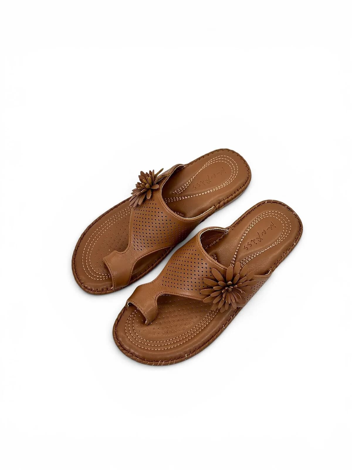 Brown Comfort Toe Ring Sandals for Women with Floral Detail | Urbantoes