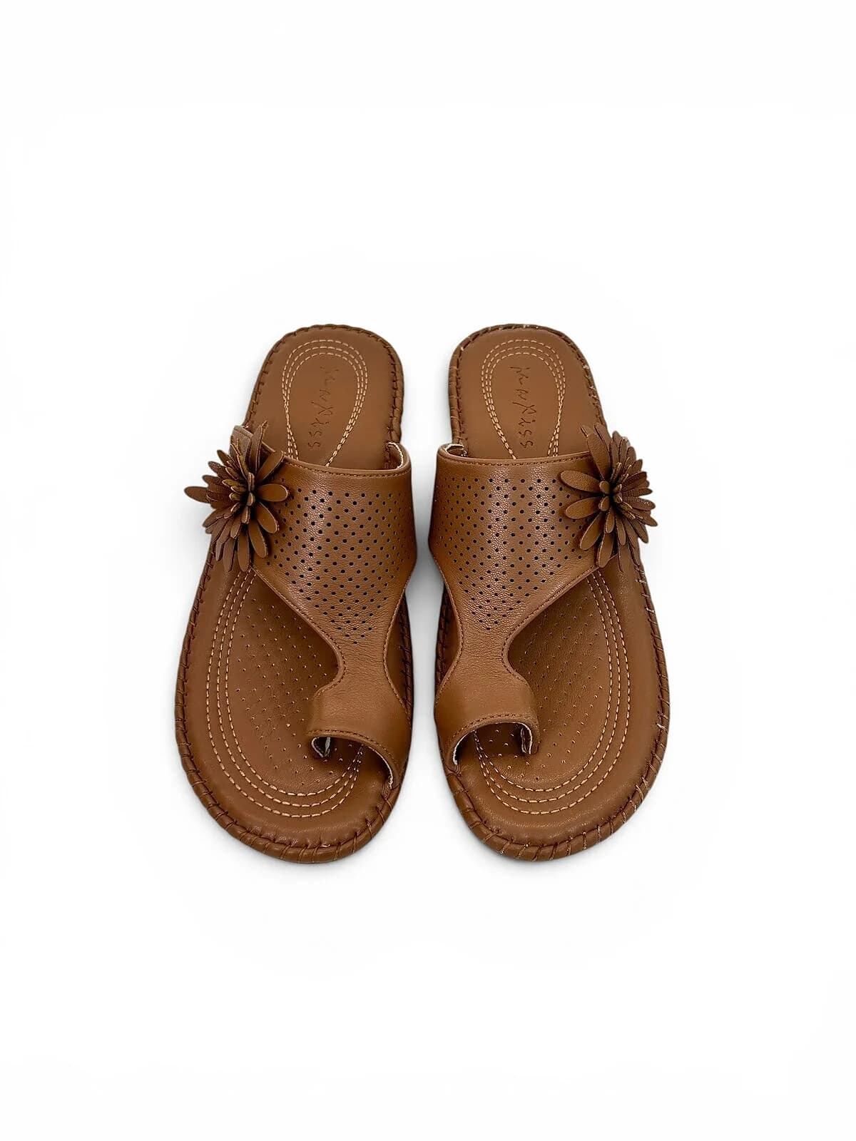 Brown Comfort Toe Ring Sandals for Women with Floral Detail | Urbantoes