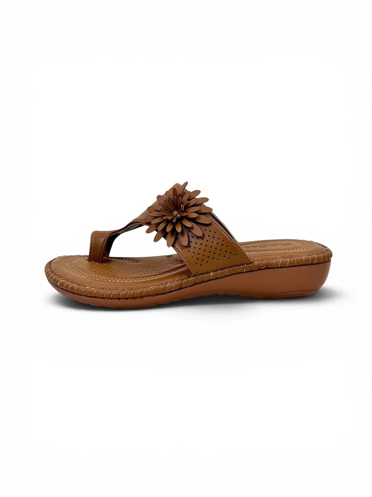 Brown Comfort Toe Ring Sandals for Women with Floral Detail | Urbantoes