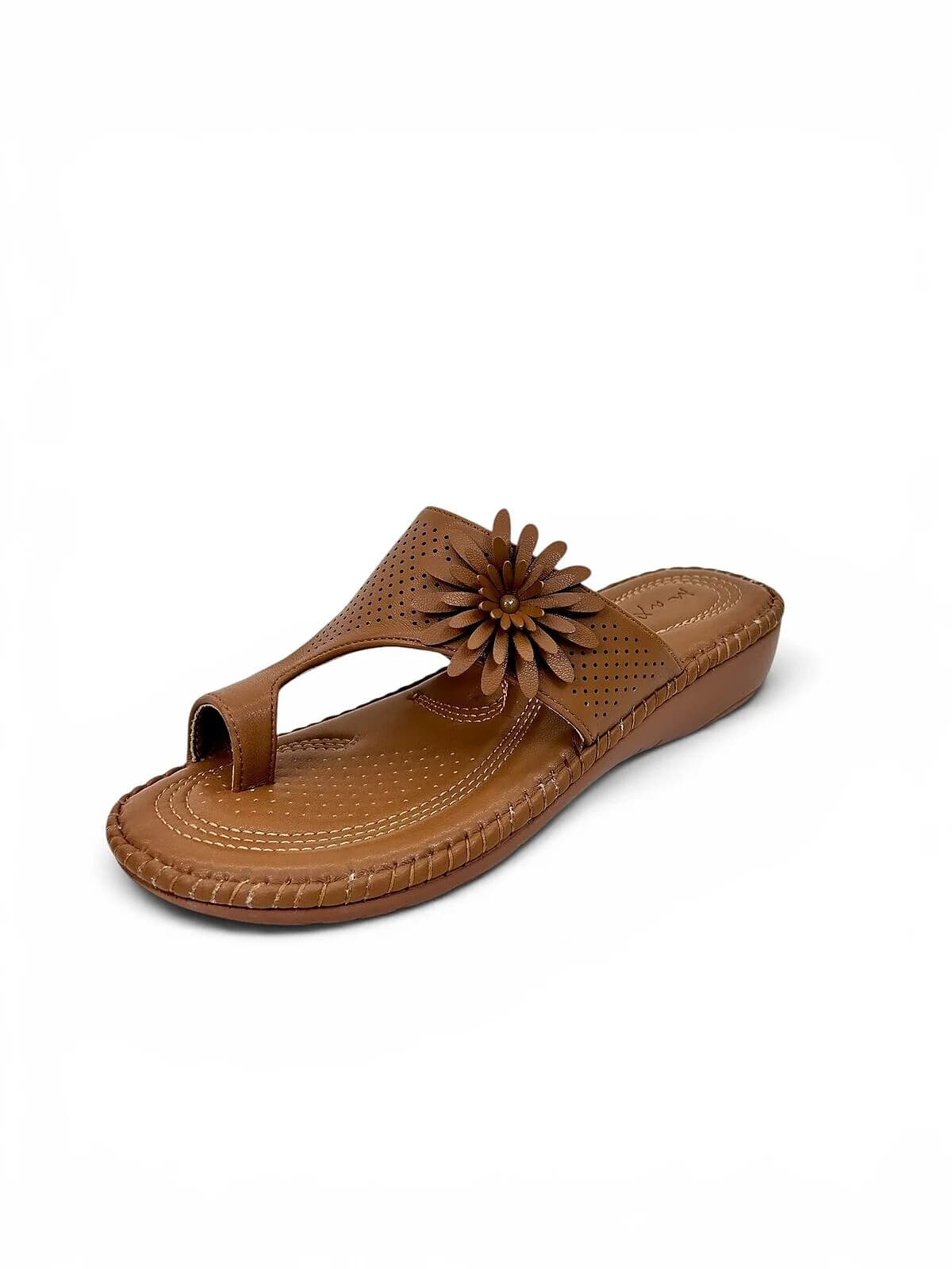 Brown Comfort Toe Ring Sandals for Women with Floral Detail | Urbantoes