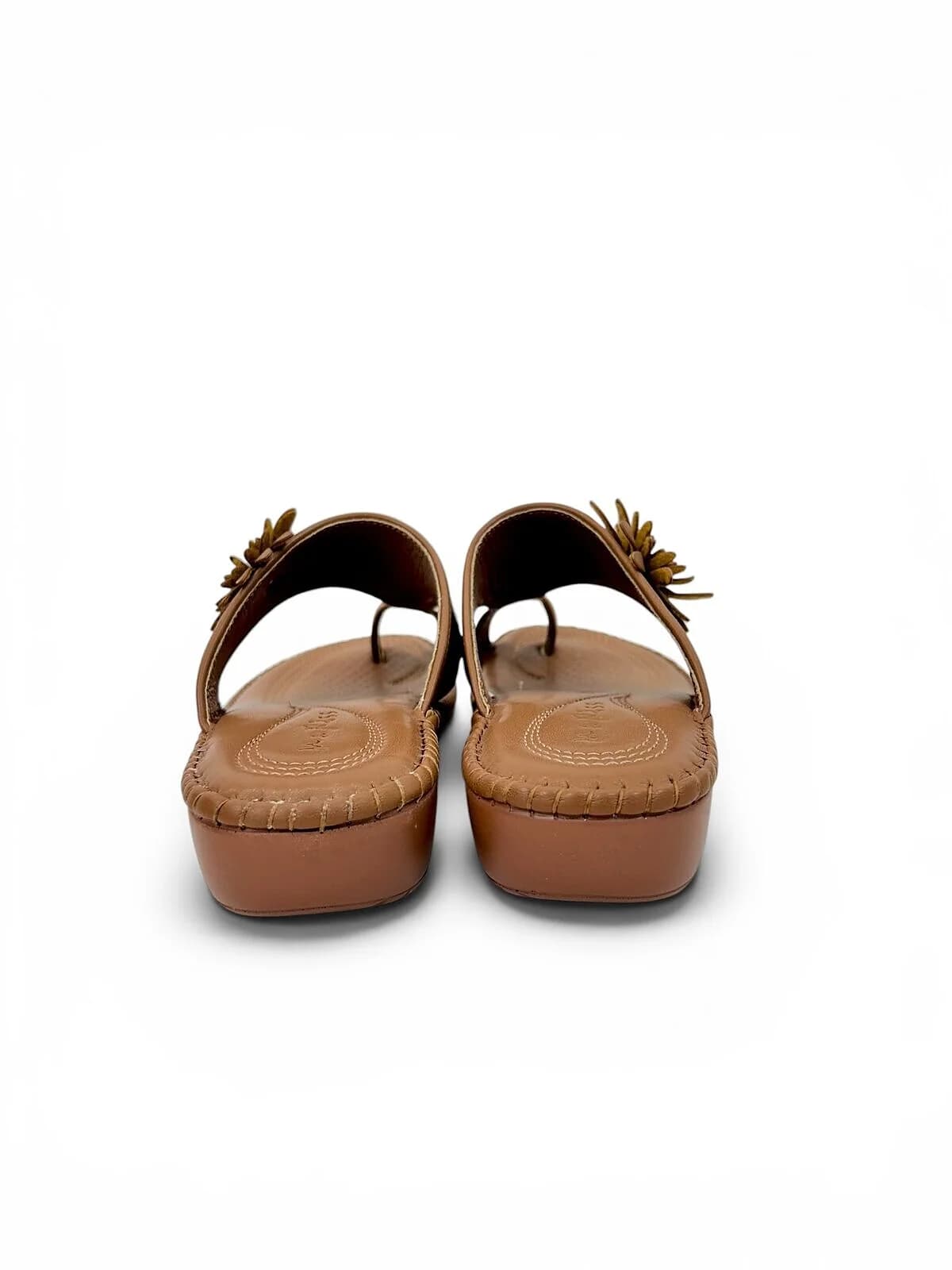 Brown Comfort Toe Ring Sandals for Women with Floral Detail | Urbantoes