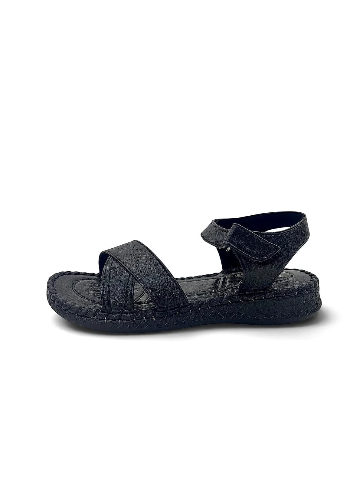 Black Comfort Sandals for Women with Adjustable Ankle Strap | UrbanToes