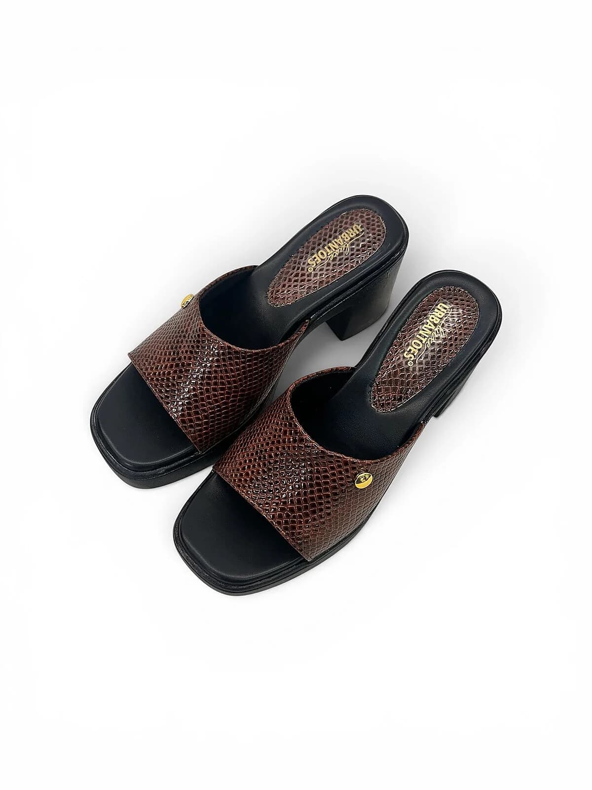Brown Platform Block Heel Mules for Women | UrbanToes