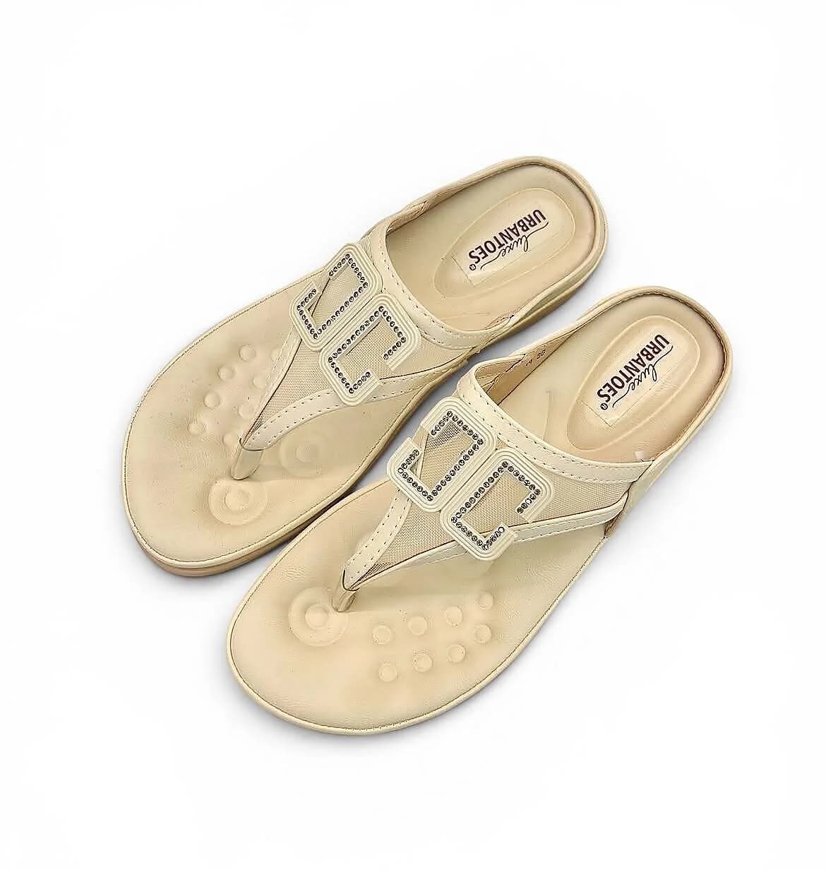 Beige Platform Toe-Post Sandals for Women