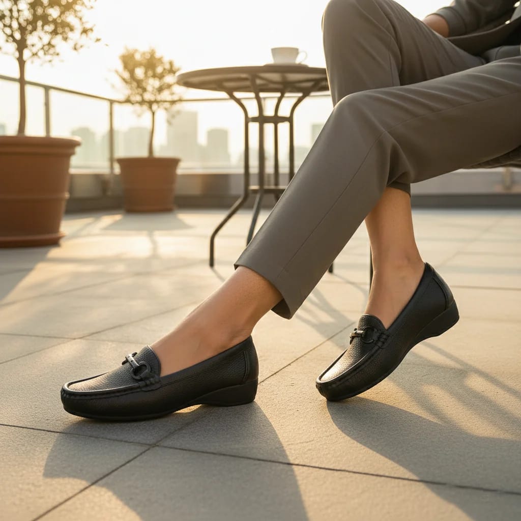 Urbantoes Women Comfortable Black Wedge loafers - UrbanToes