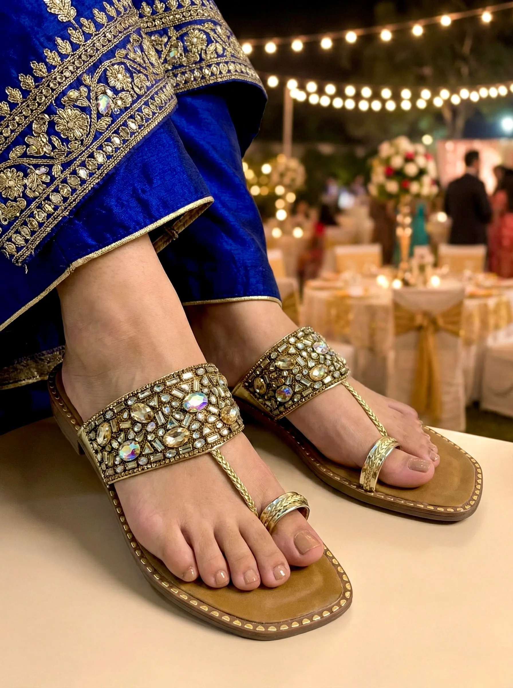 Womenâs Cushioned Kolhapuri Flats â Embellished Walking Flats for Daily & Festive Wear - UrbanToes