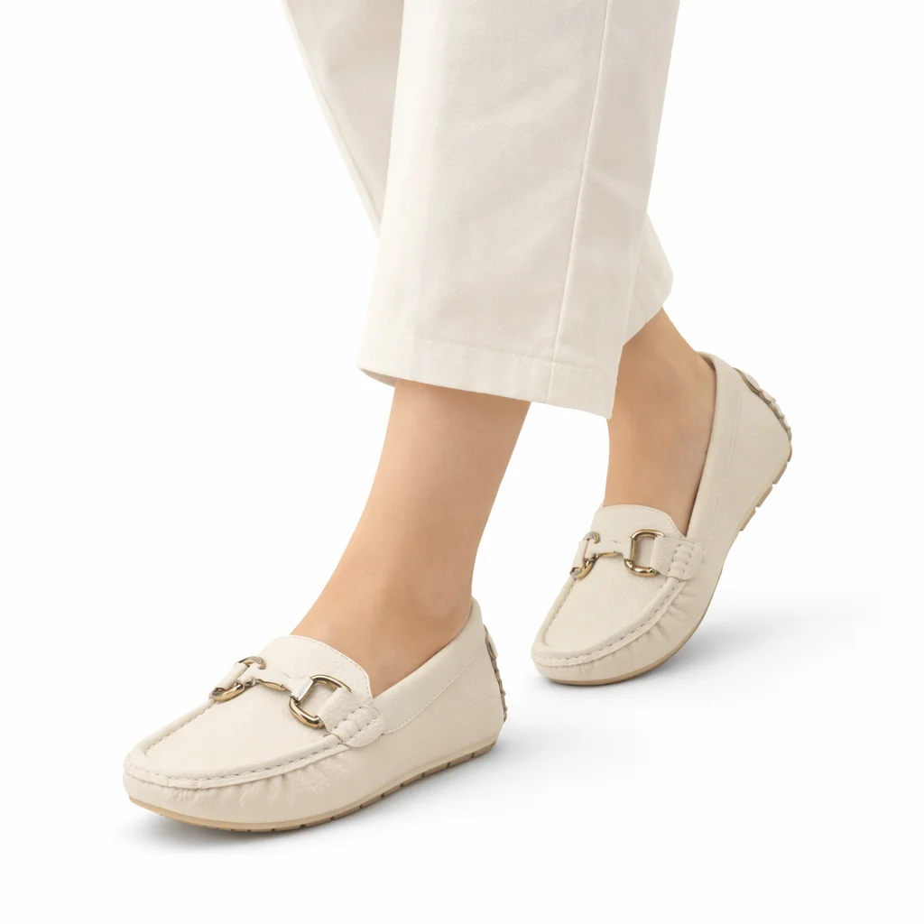 UrbanToes Women’s Off-White Cushioned Walking Flats - UrbanToes