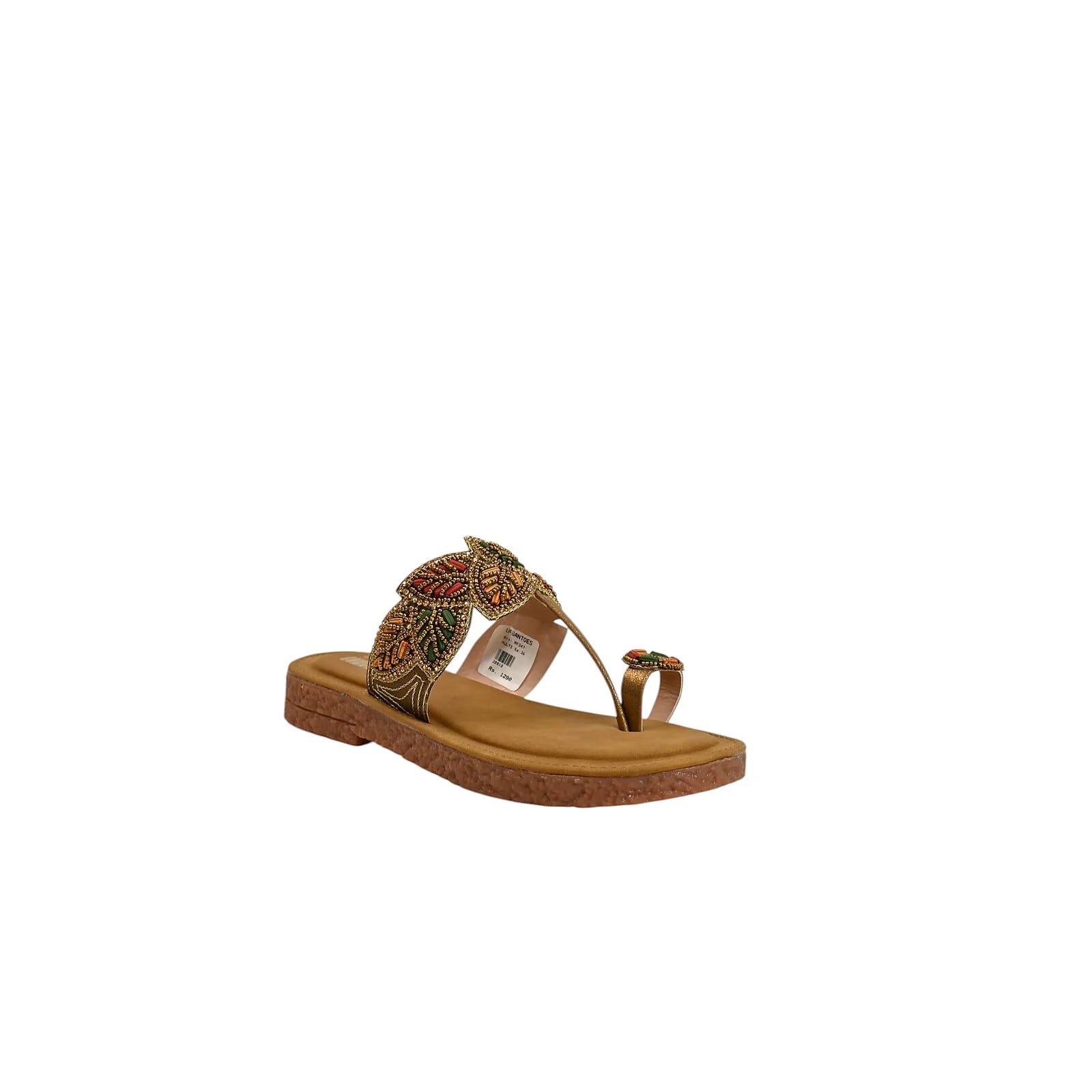 Ethnic Beaded Toe Ring Flat Sandals for Women β Vegan Leather Daily Wear - UrbanToes